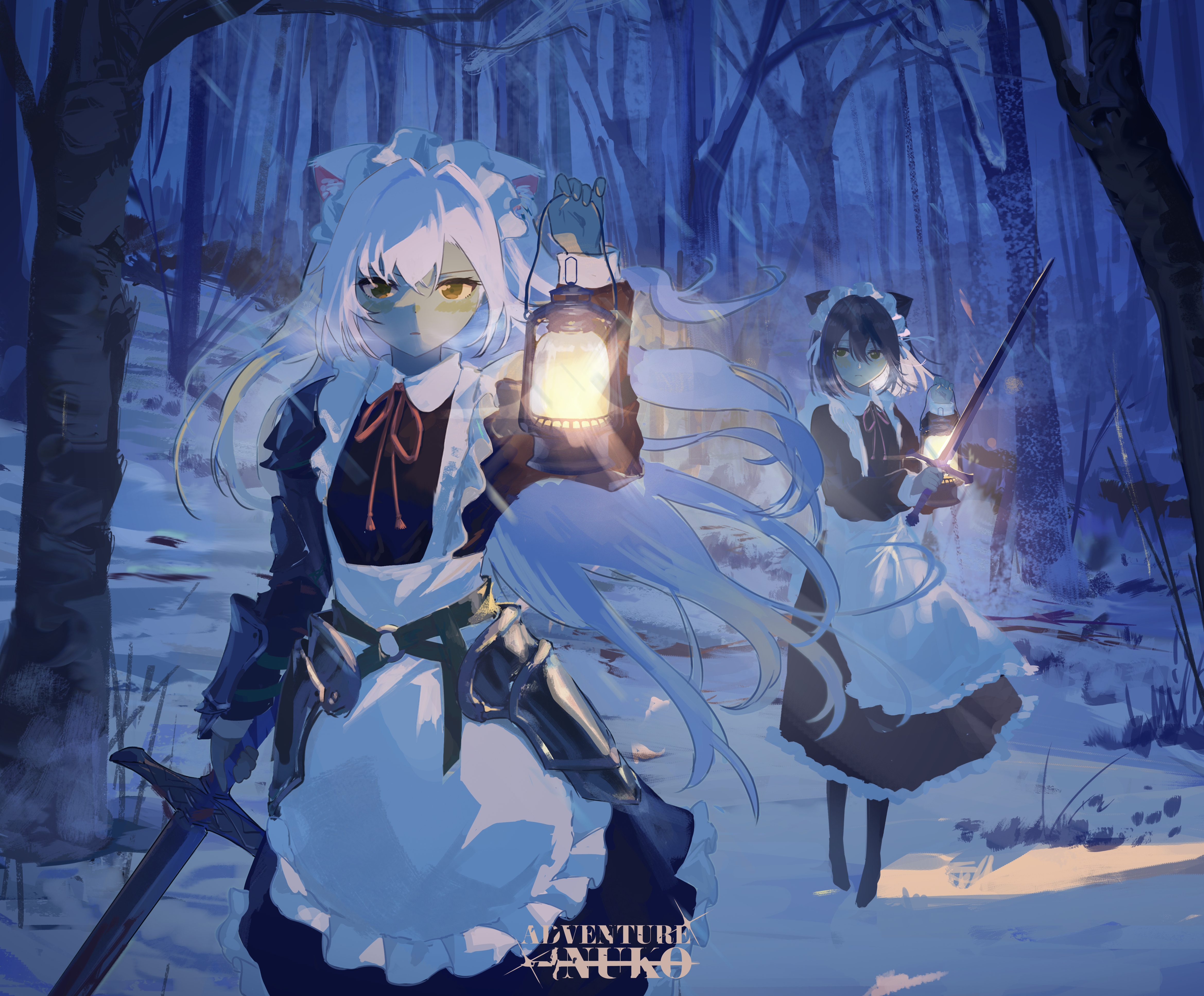 animal_ears armor kgt_(pixiv12957613) maid nekomimi sword