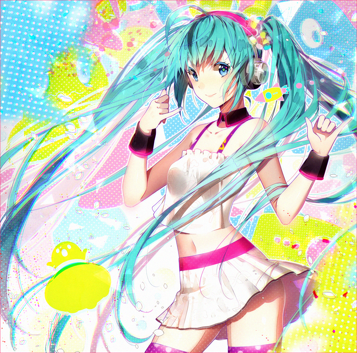 vocaloid hatsune miku headphones tagme thighhighs | #368372 | yande.re