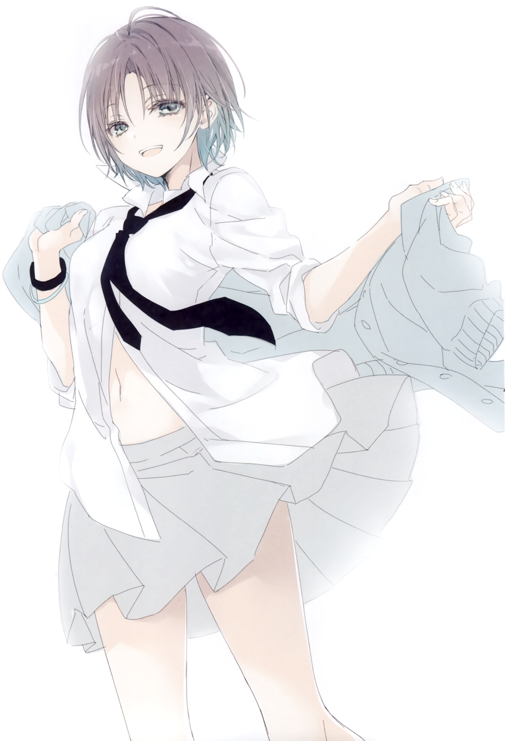 asakura_tooru inugami_kira necotoxin seifuku skirt_lift sweater the_idolm@ster the_idolm@ster_shiny_colors undressing