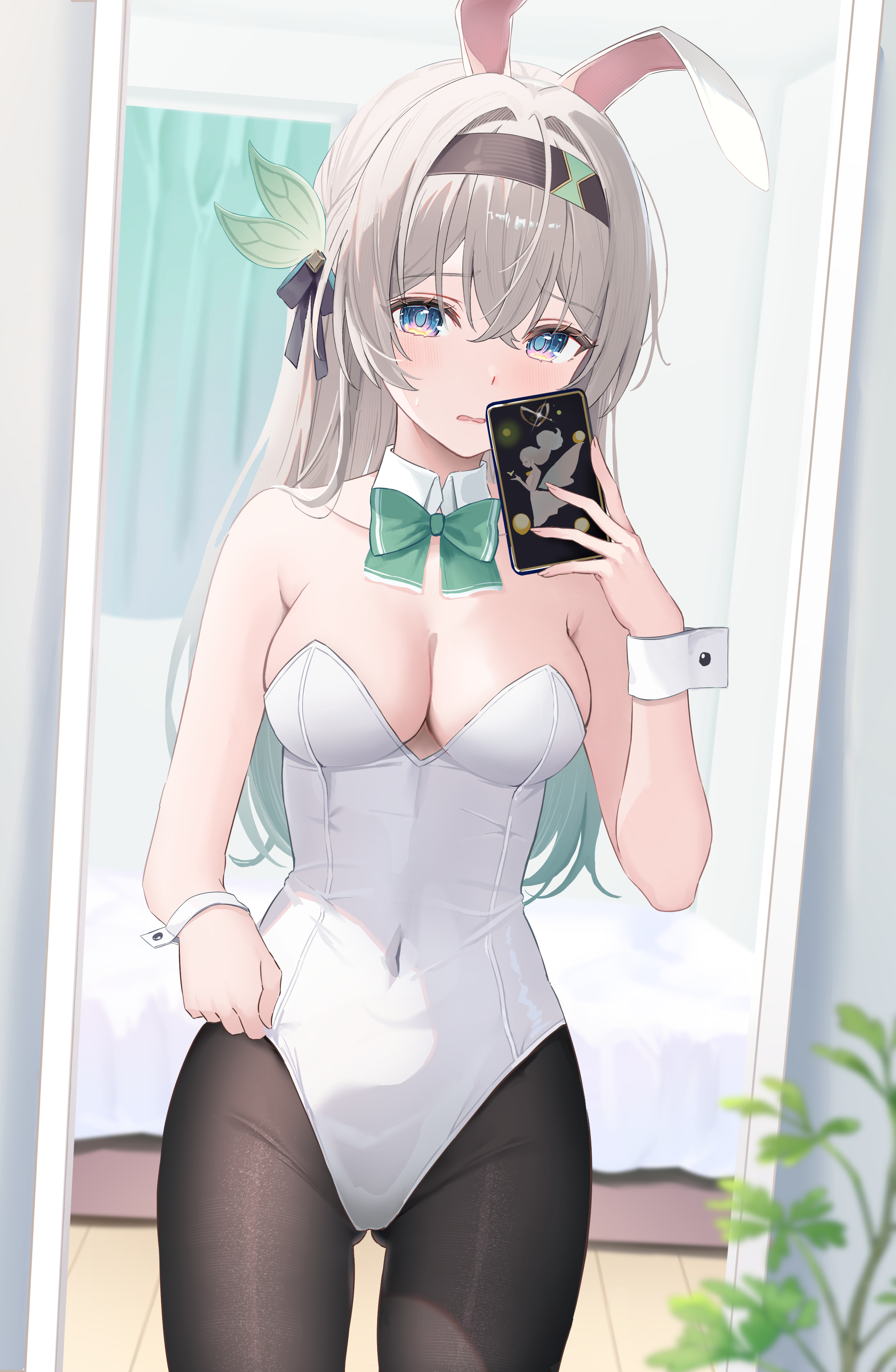 animal_ears bunny_ears bunny_girl firefly honkai:_star_rail melvis no_bra pantyhose selfie