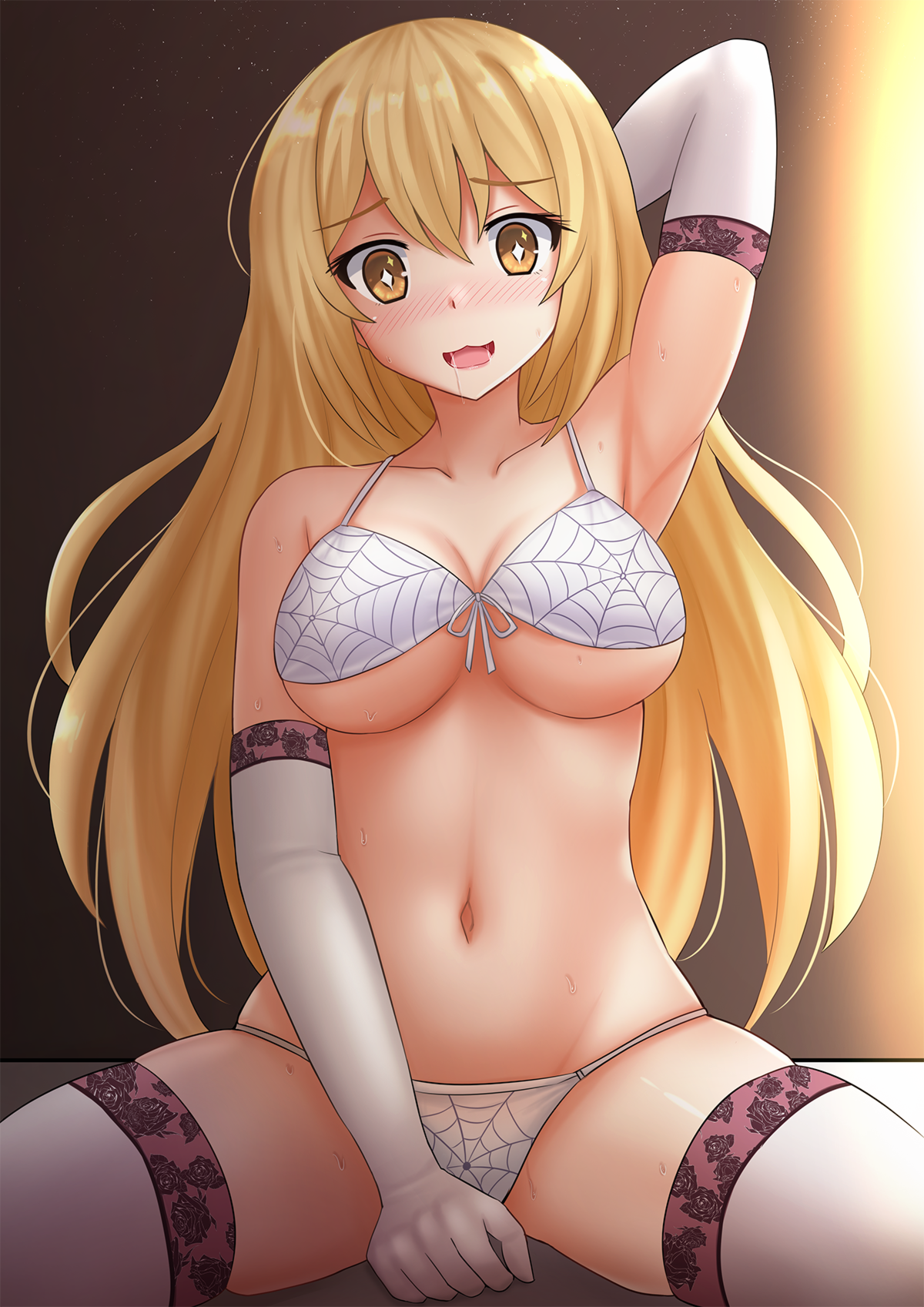 bra cleavage kazenokaze lingerie pantsu shokuhou_misaki thighhighs to_aru_kagaku_no_railgun to_aru_majutsu_no_index underboob wet