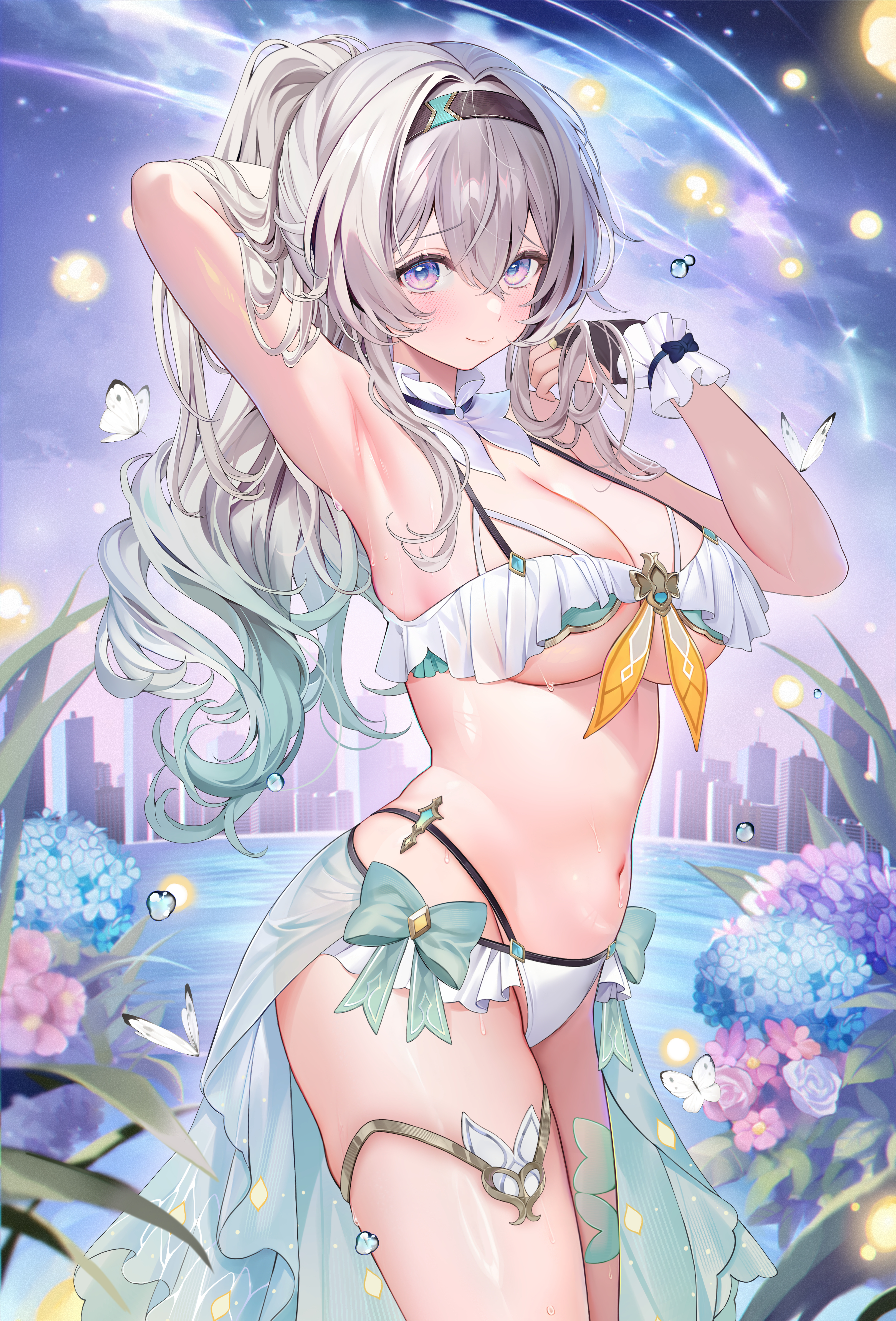 bikini firefly garter honkai:_star_rail machi_(7769) see_through swimsuits wet wet_clothes