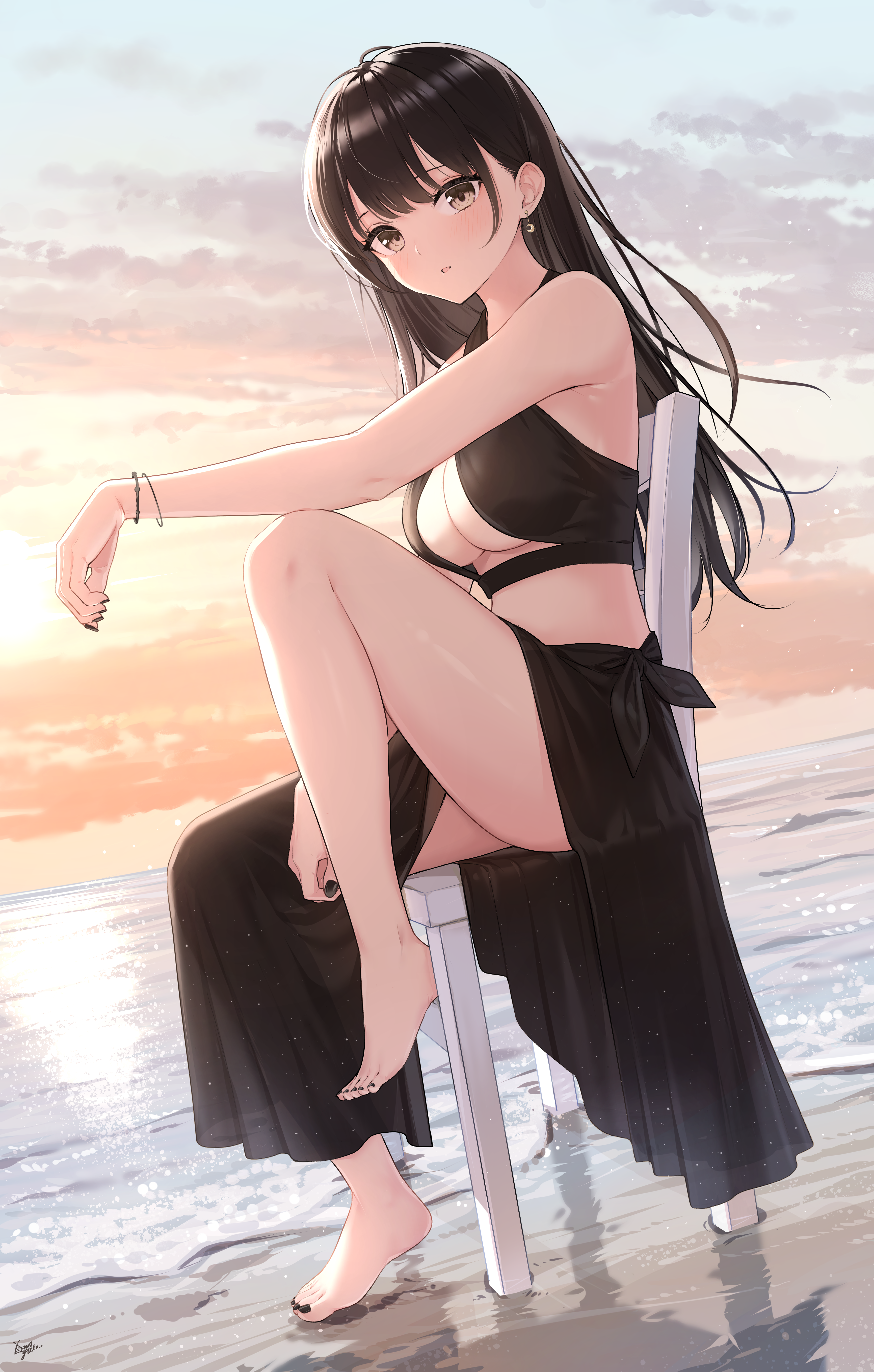 bikini feet see_through skirt_lift swimsuits takenoko_no_you wet