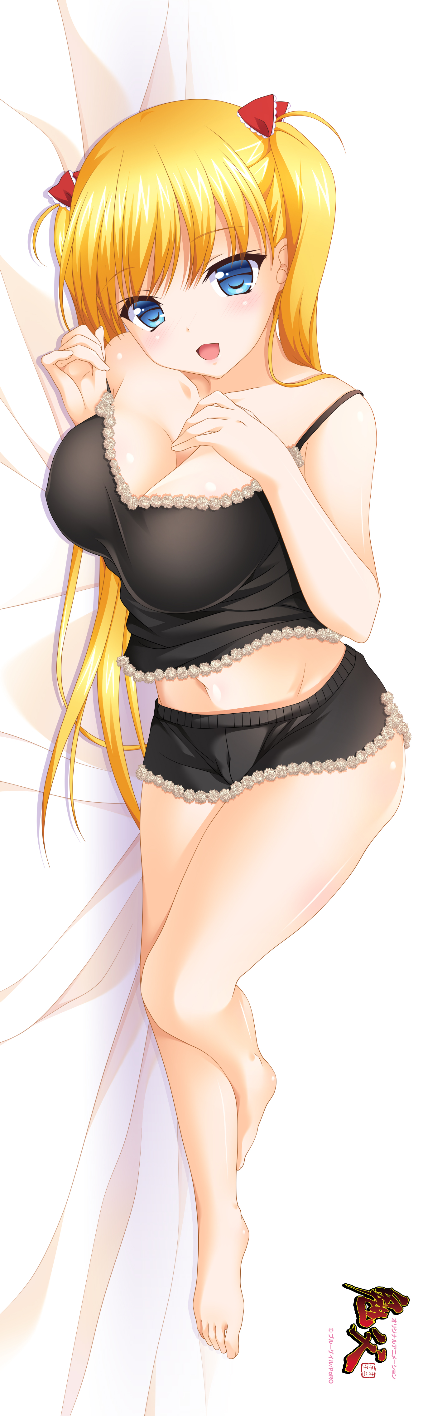 akitsuki_airi breast_hold cleavage dakimakura onichichi poro tagme