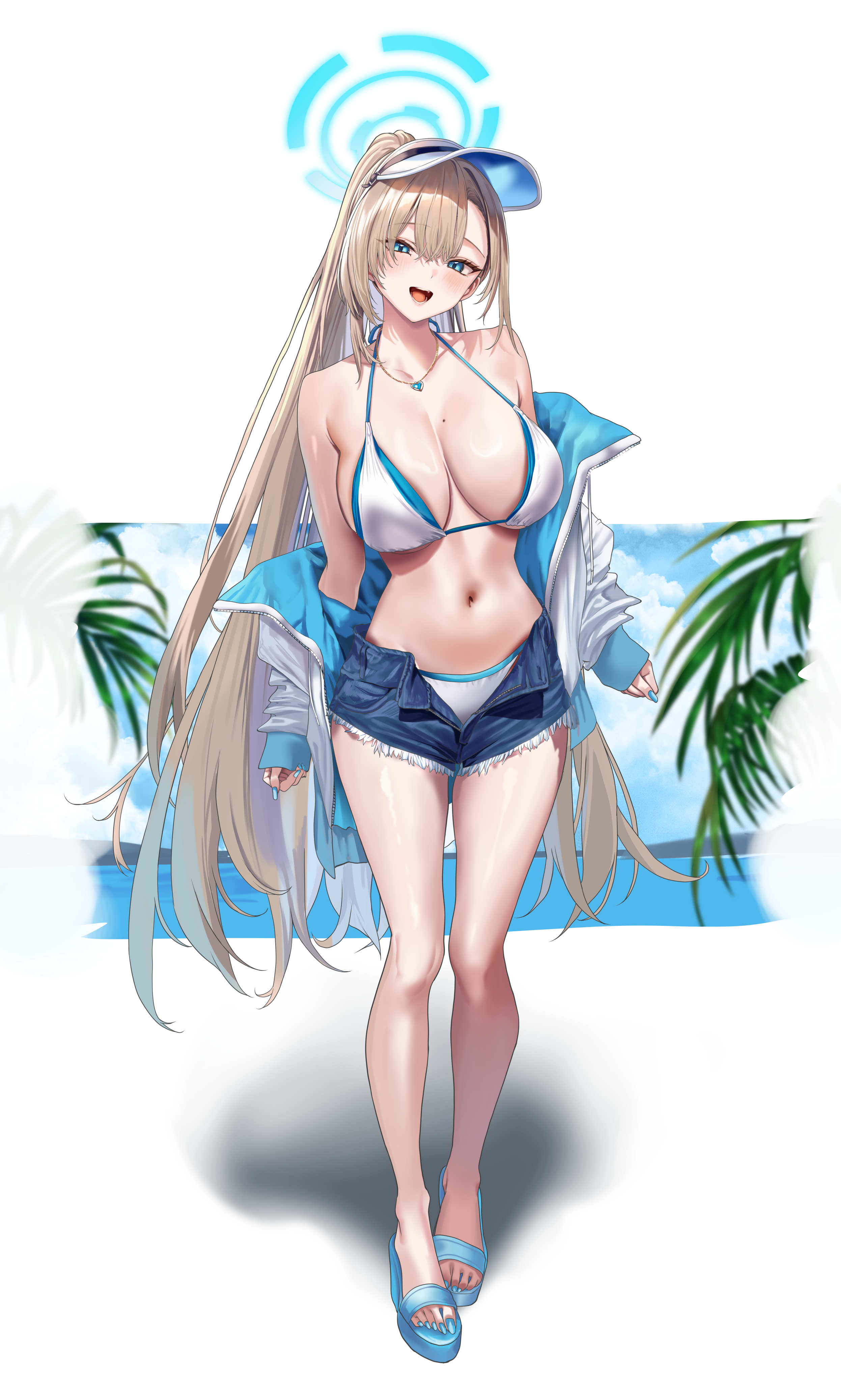 bikini blue_archive halo hidis0086 ichinose_asuna open_shirt swimsuits torn_clothes