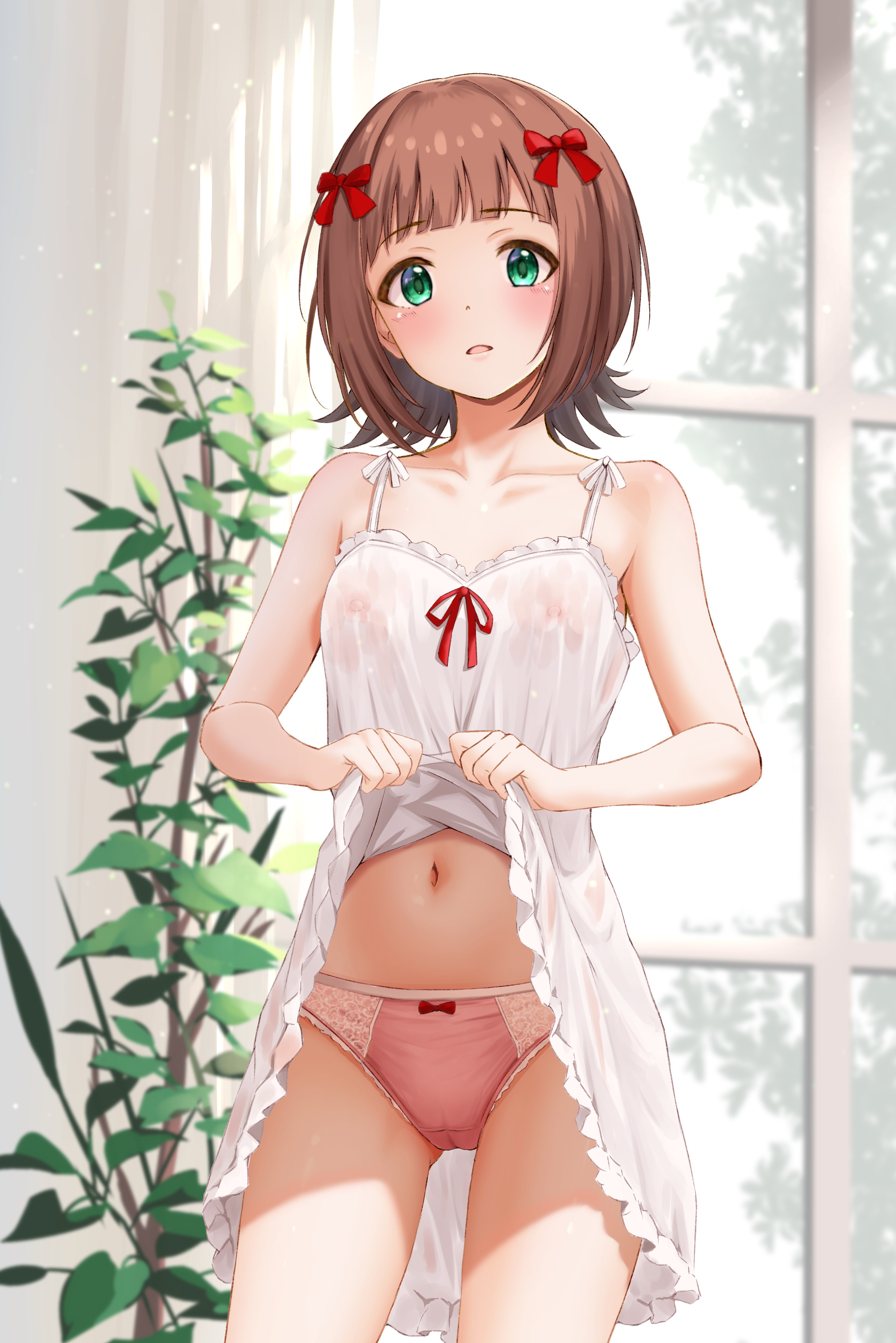 amami_haruka ca_paria cameltoe dress nipples no_bra pantsu see_through skirt_lift the_idolm@ster