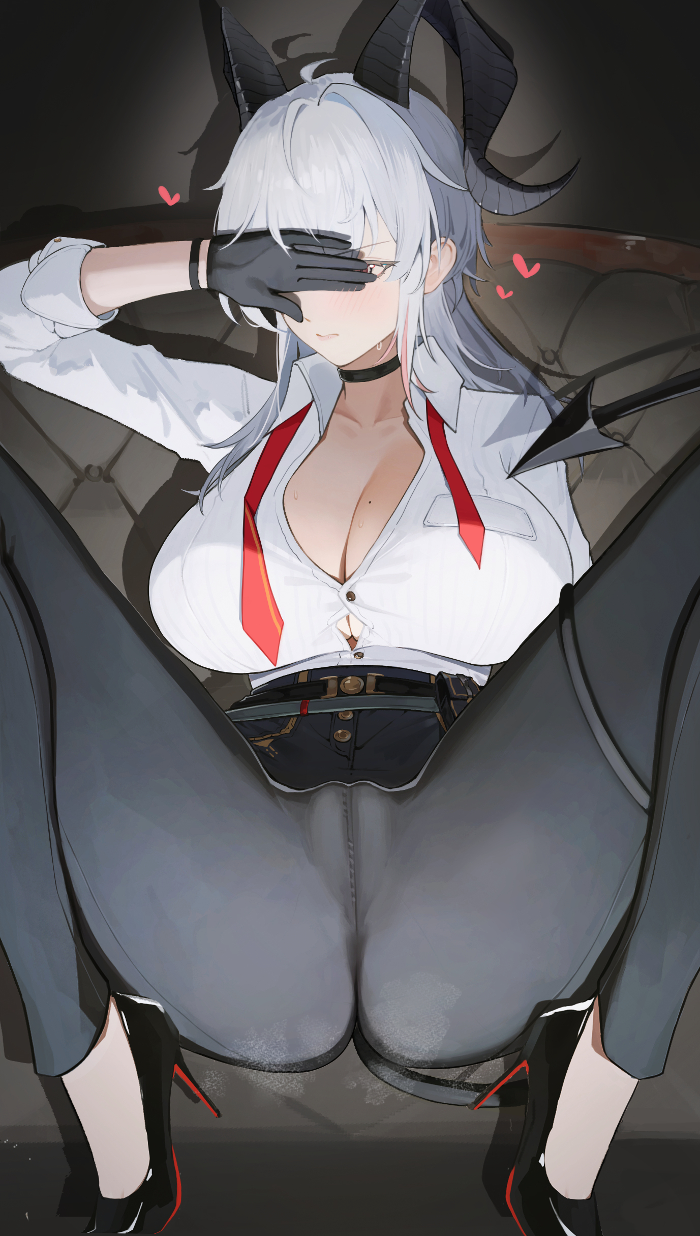 cameltoe dress_shirt heels horns jiuzaiqianjitian open_shirt tail wuthering_waves zani