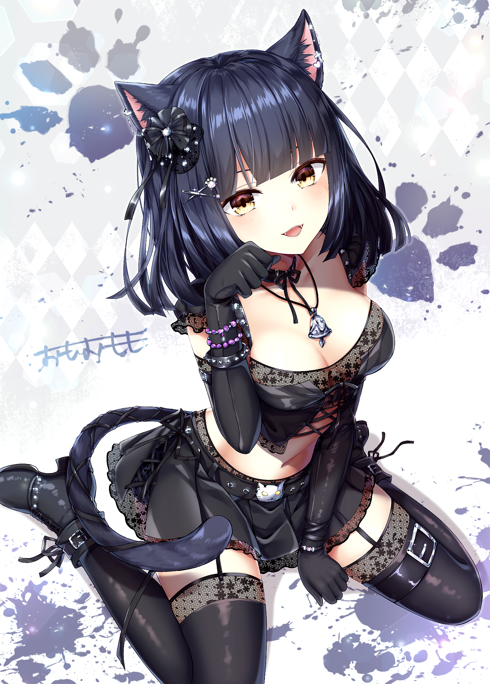 animal_ears cleavage heels nekomimi omoomomo see_through stockings tail thighhighs