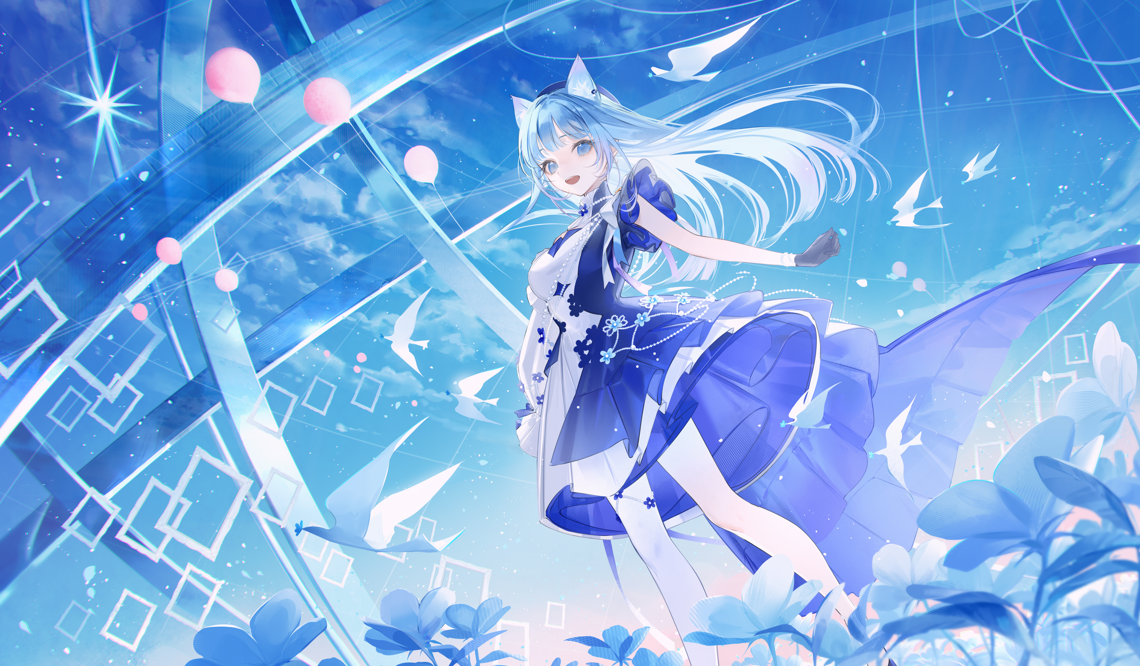 animal_ears animare dress nanashi_inc. nekomimi souya_ichika yoggi_(stretchmen)