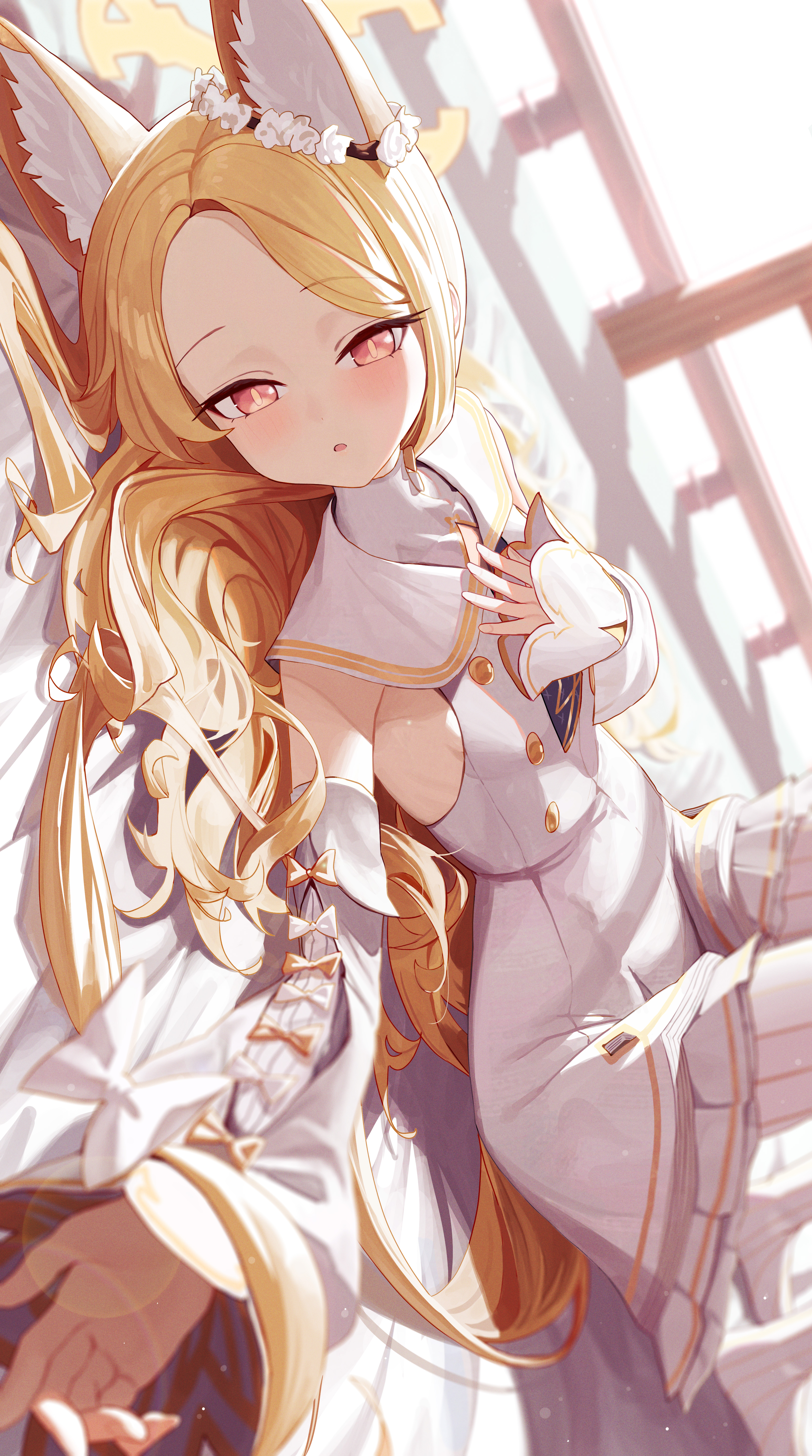 animal_ears blue_archive dress halo loli no_bra pantyhose re_naya yurizono_seia
