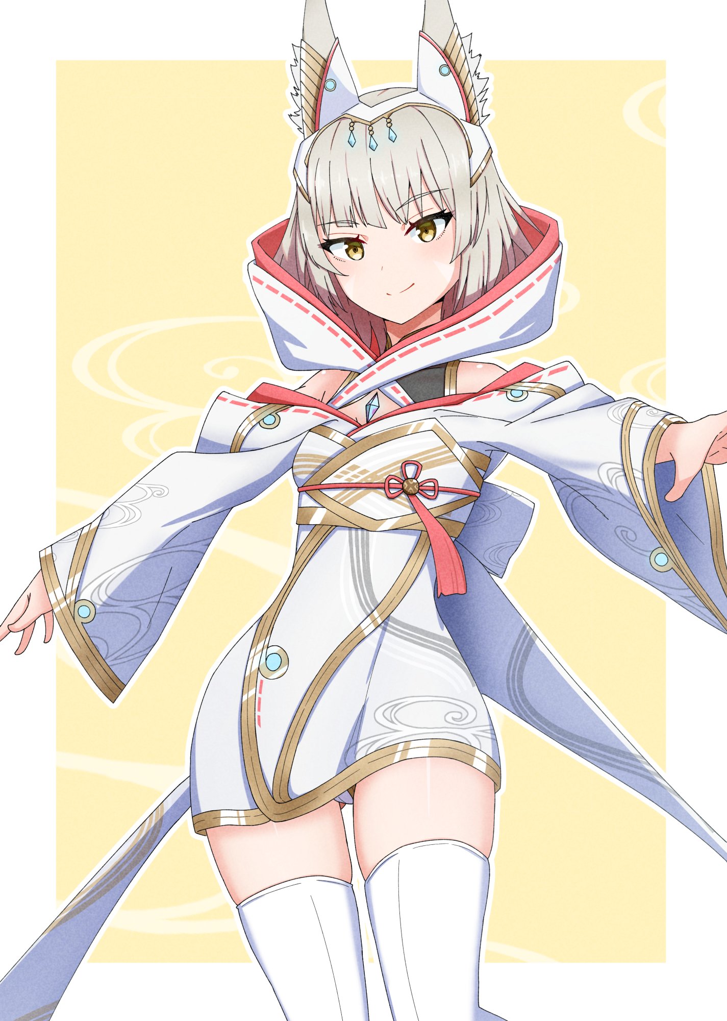 animal_ears japanese_clothes kamidan niyah thighhighs xenoblade_(series) xenoblade_3