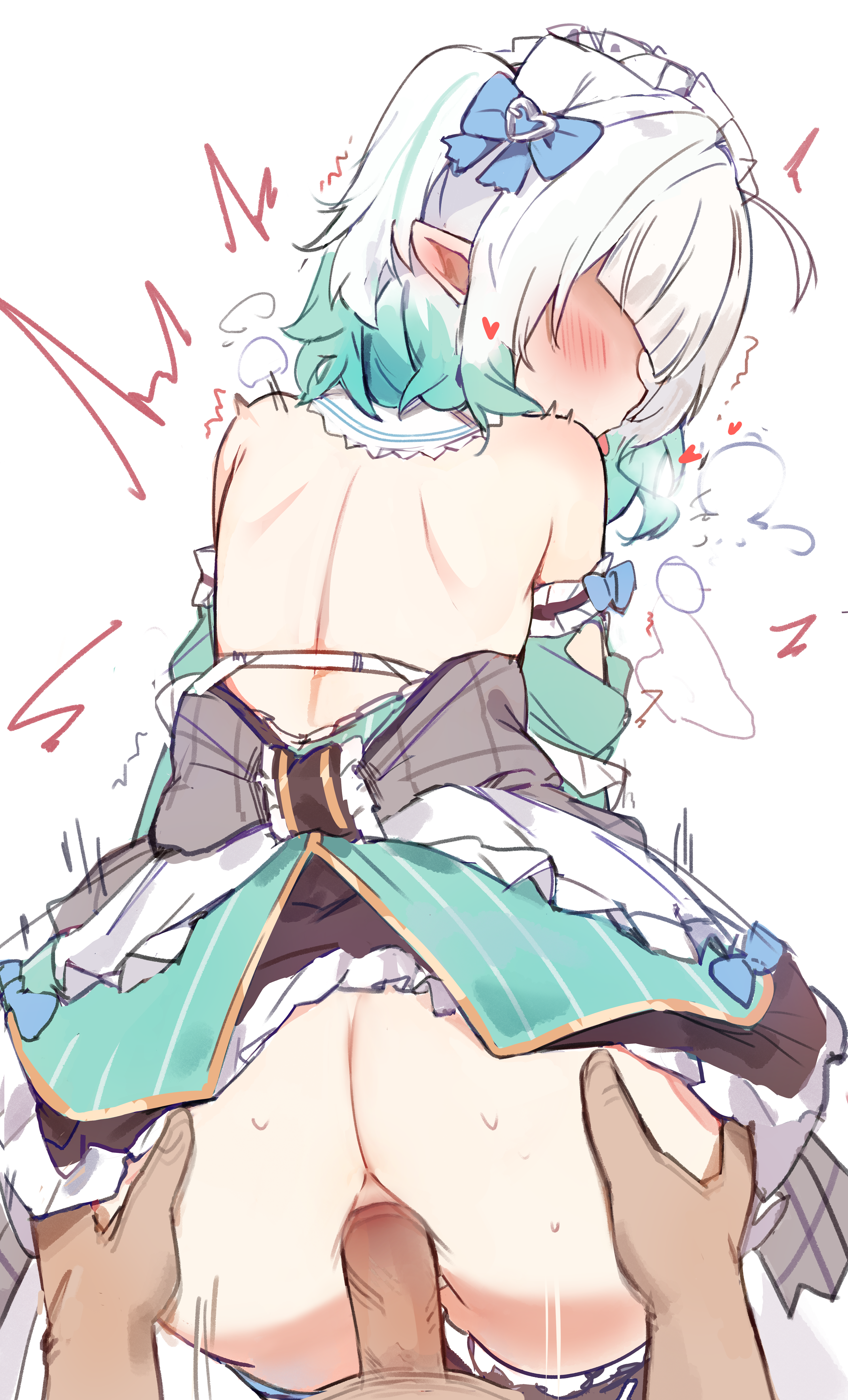 ass ass_grab bra garter indie_virtual_youtuber maid mint_fantome nopan orobou penis pointy_ears pussy sex skirt_lift thighhighs uncensored