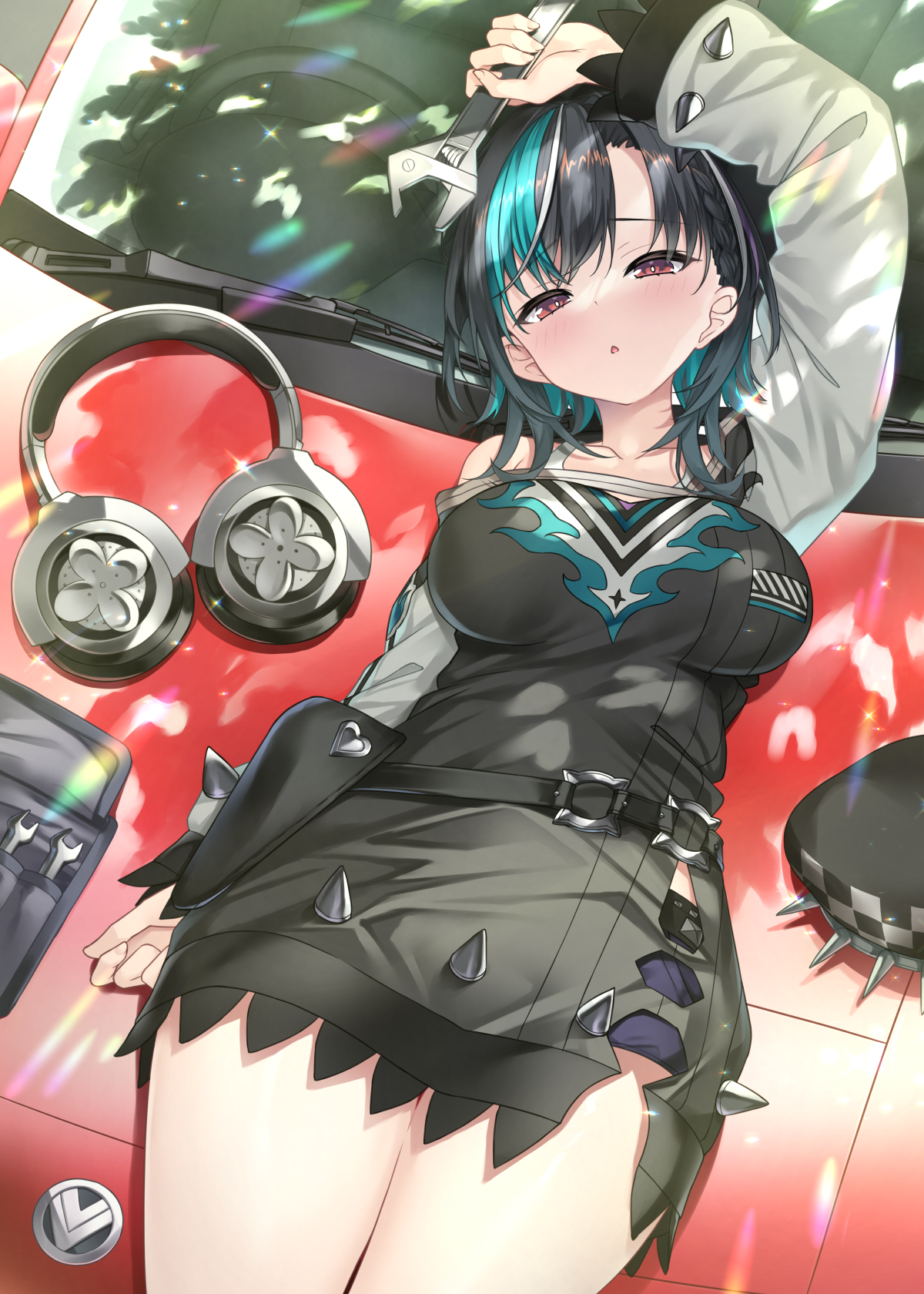headphones hololive hololive_dev_is rindo_chihaya shimo_(shimo332215)