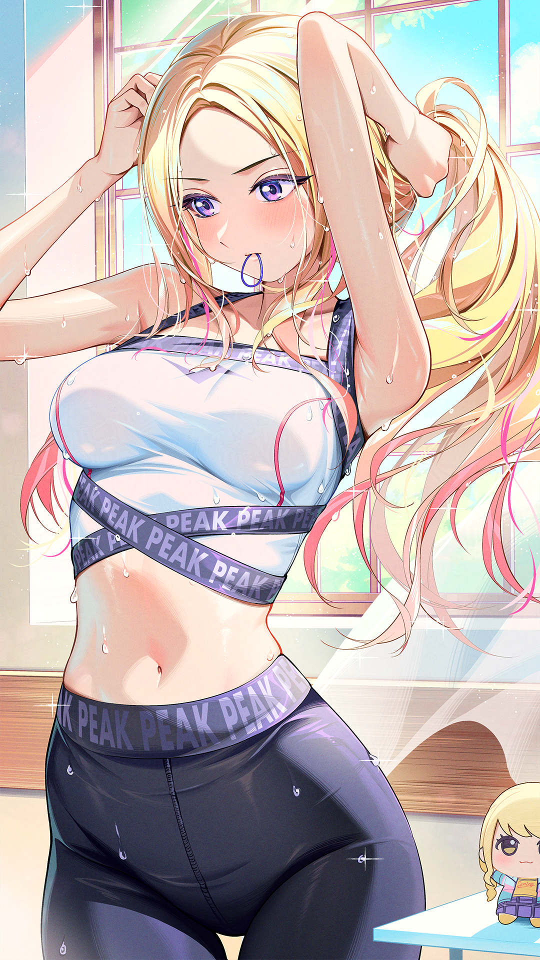 chibi fujita_kotone gakuen_idolm@ster juuou_sena kainown the_idolm@ster wet wet_clothes