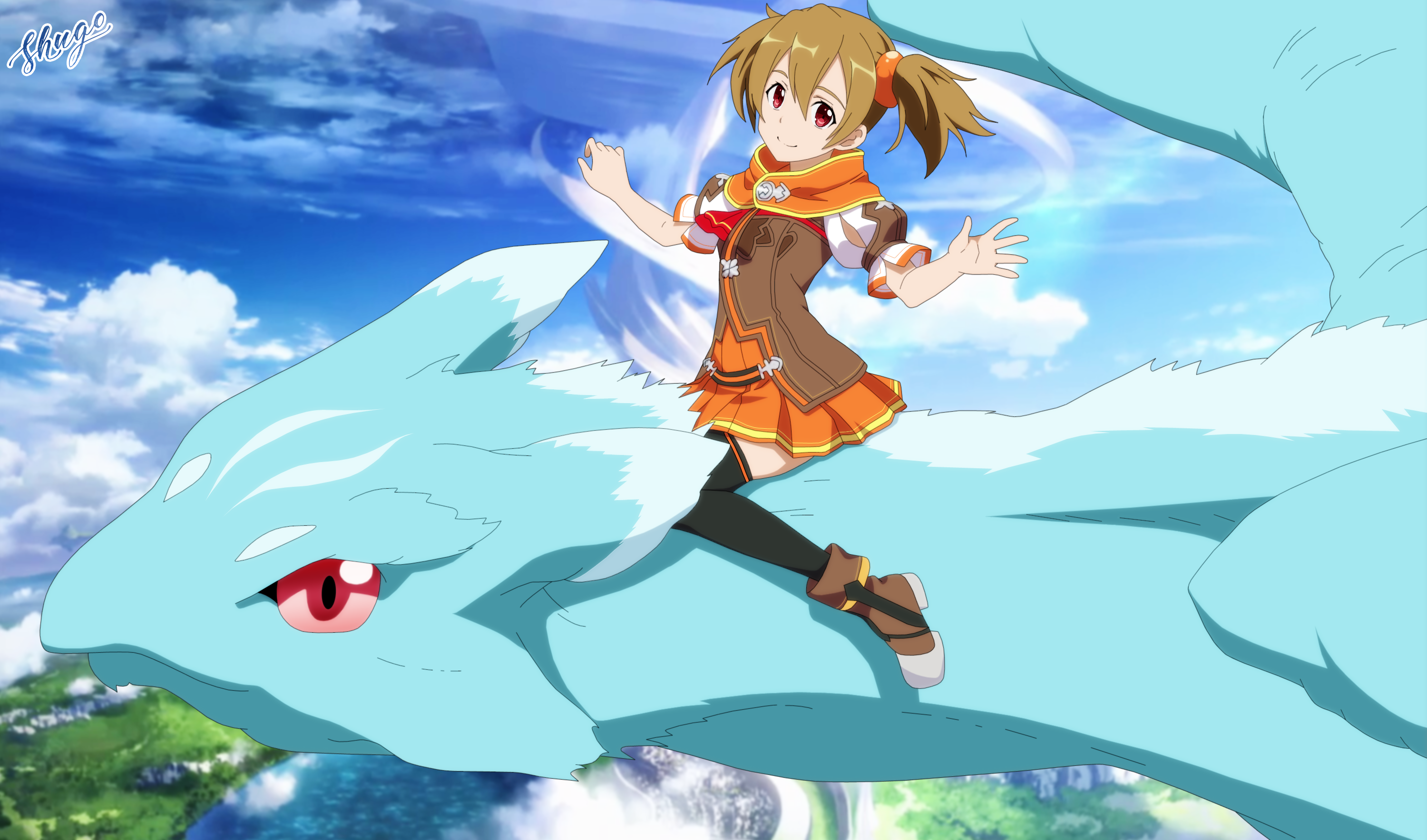 alfheim_online monster pina shugo19 silica sword_art_online thighhighs