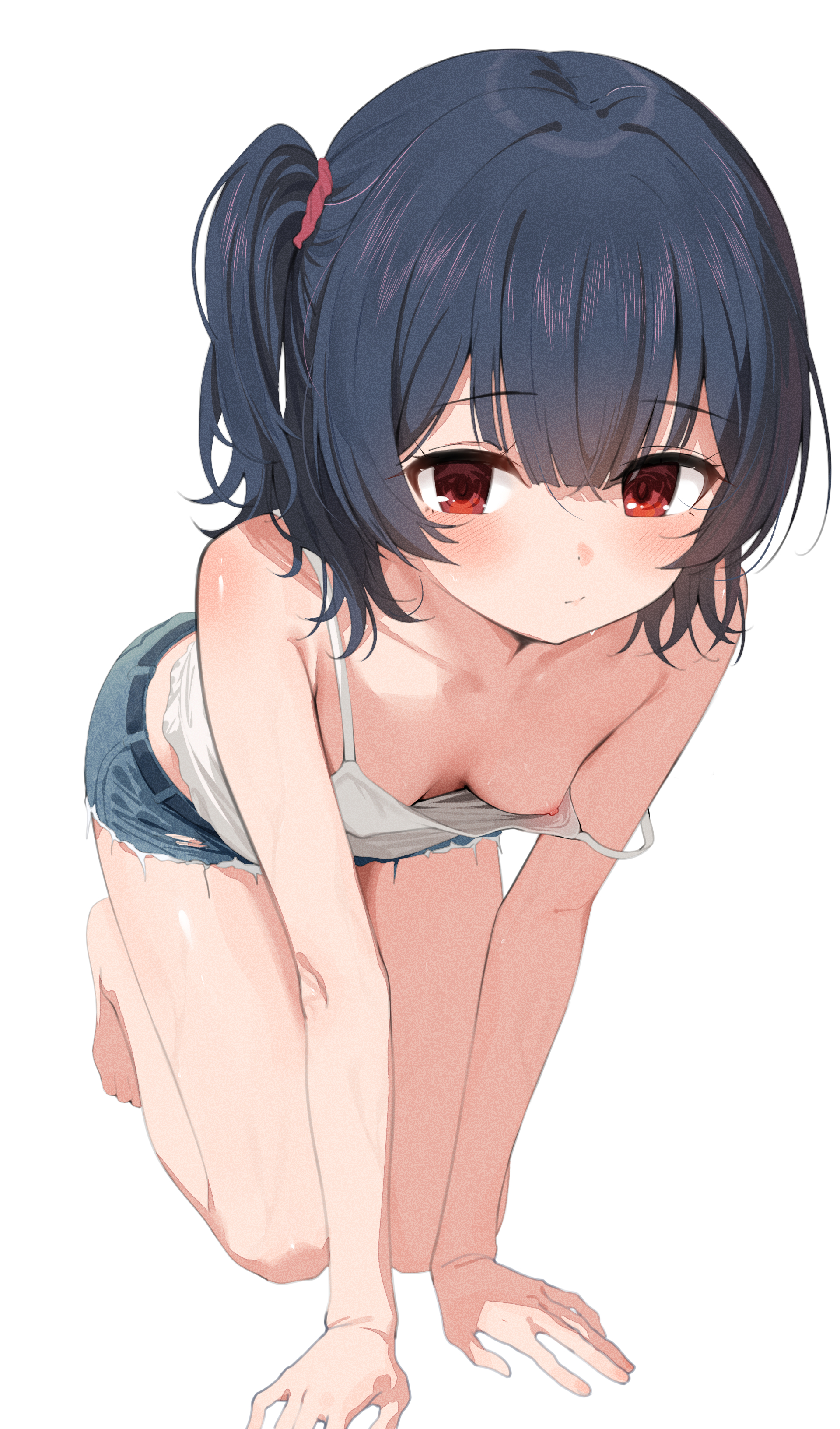 breasts erect_nipples gin00 loli morino_rinze nipples no_bra the_idolm@ster the_idolm@ster_shiny_colors torn_clothes wardrobe_malfunction wet