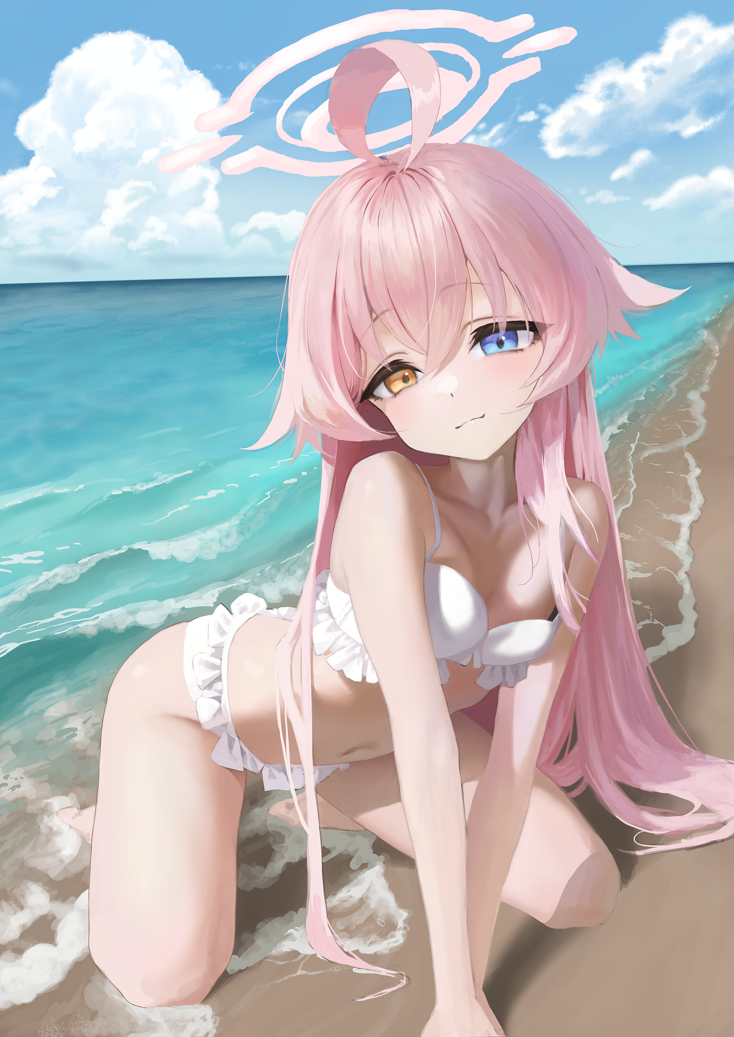 bikini blue_archive egoswans heterochromia loli swimsuits takanashi_hoshino
