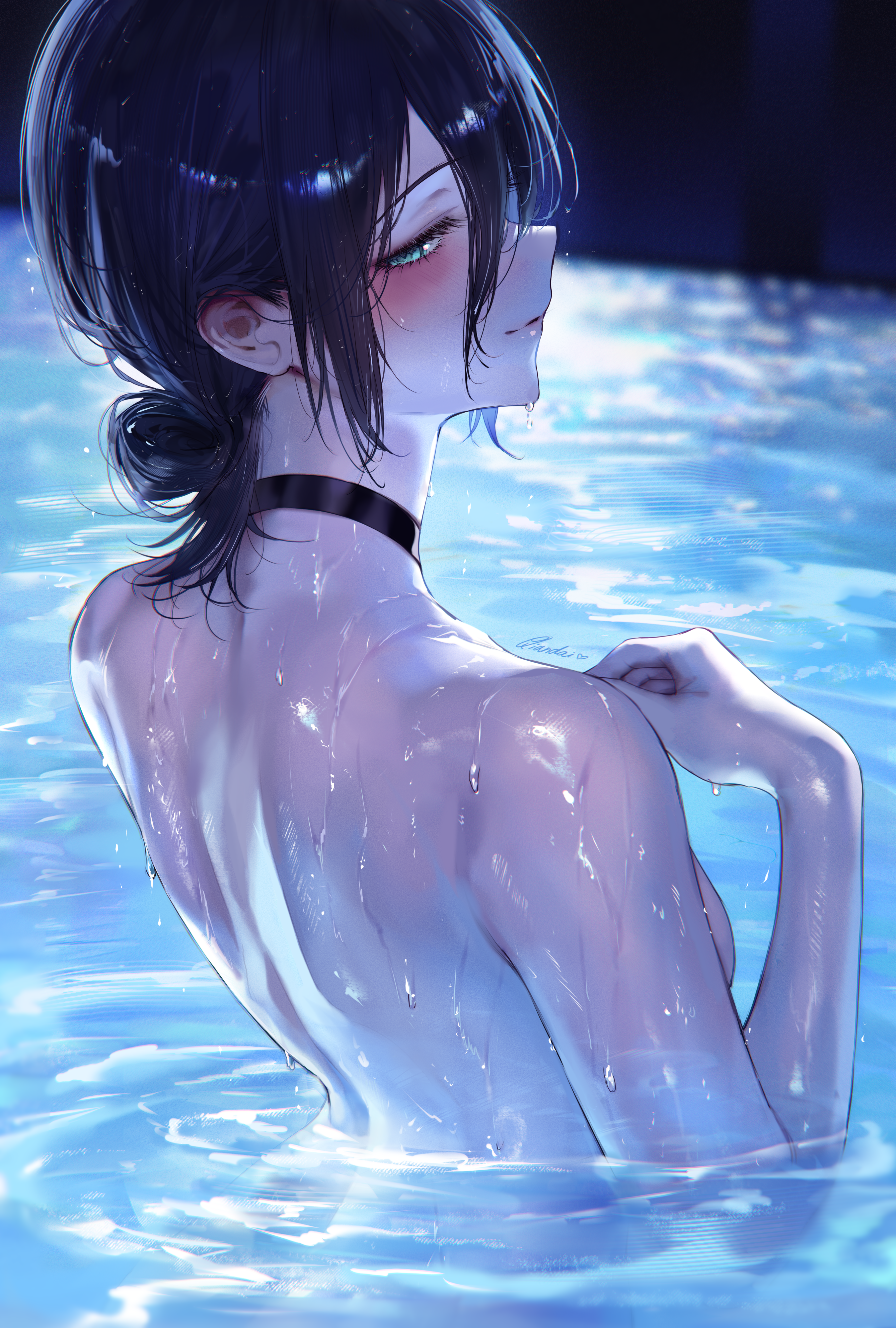 chainsaw_man qiandaiyiyu reze_(chainsaw_man) topless wet