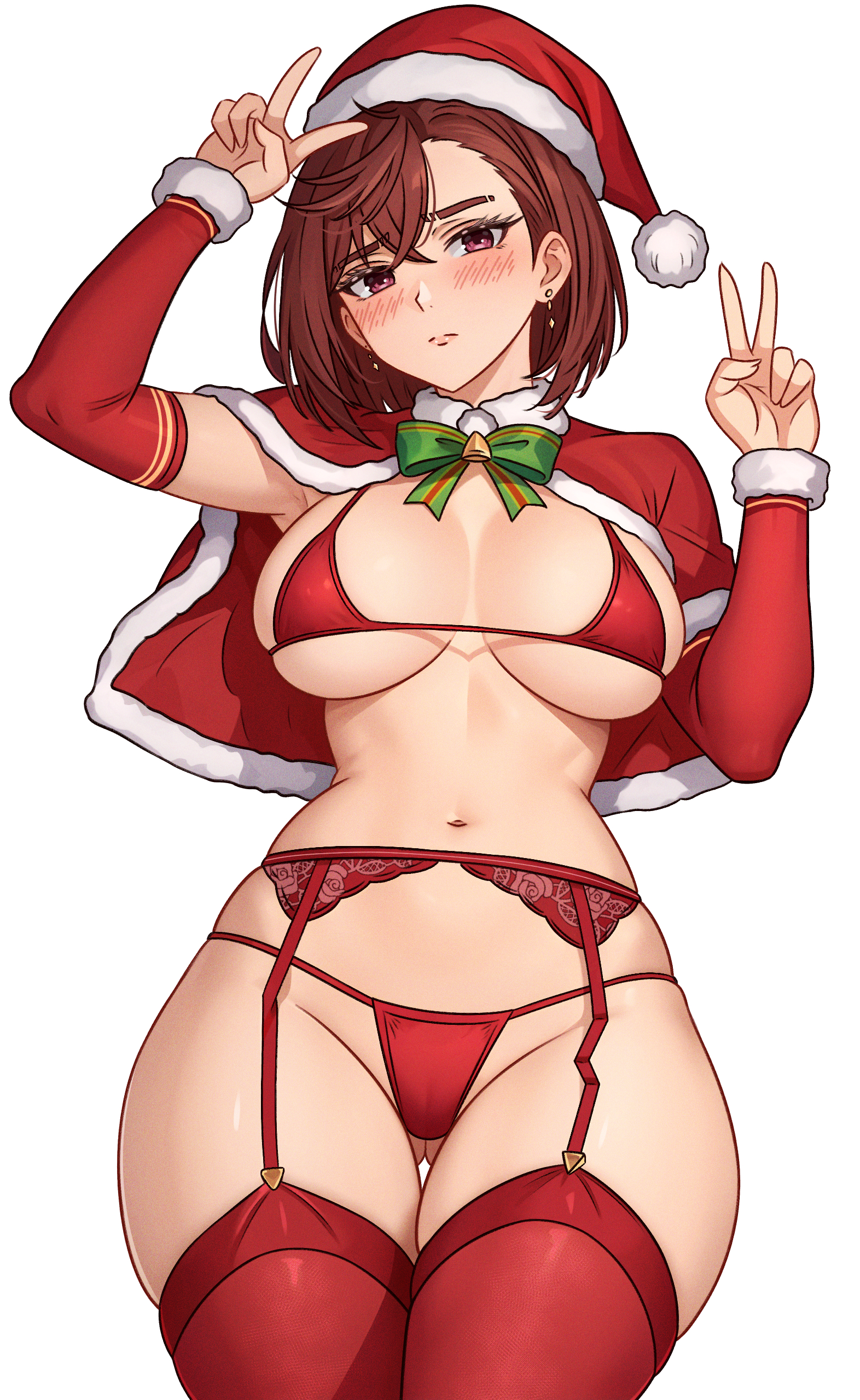 ayase_momo bikini cetta_(cettadvd) christmas dandadan garter_belt stockings swimsuits thighhighs