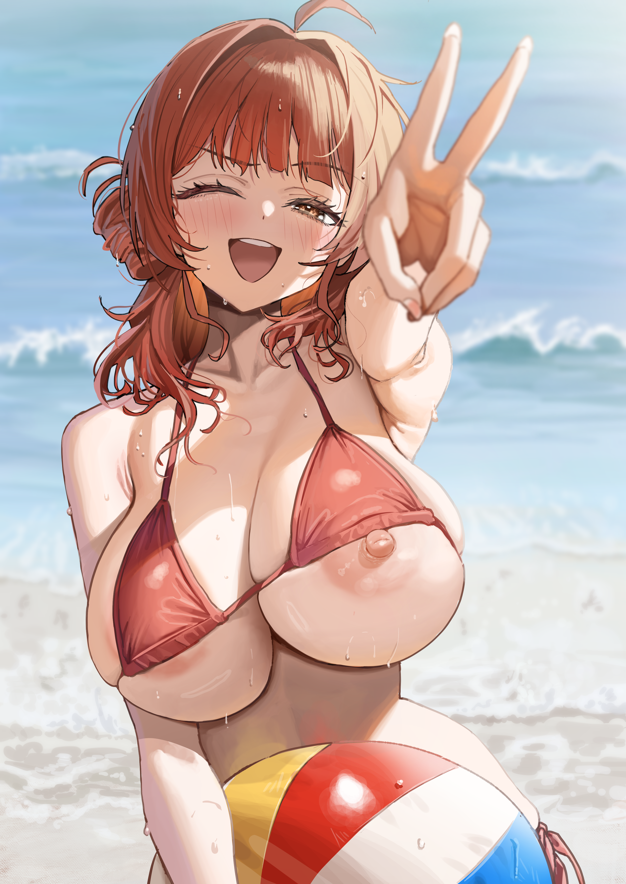 areola bikini gakuen_idolm@ster hanami_ume nipples ramanda swimsuits the_idolm@ster wardrobe_malfunction wet