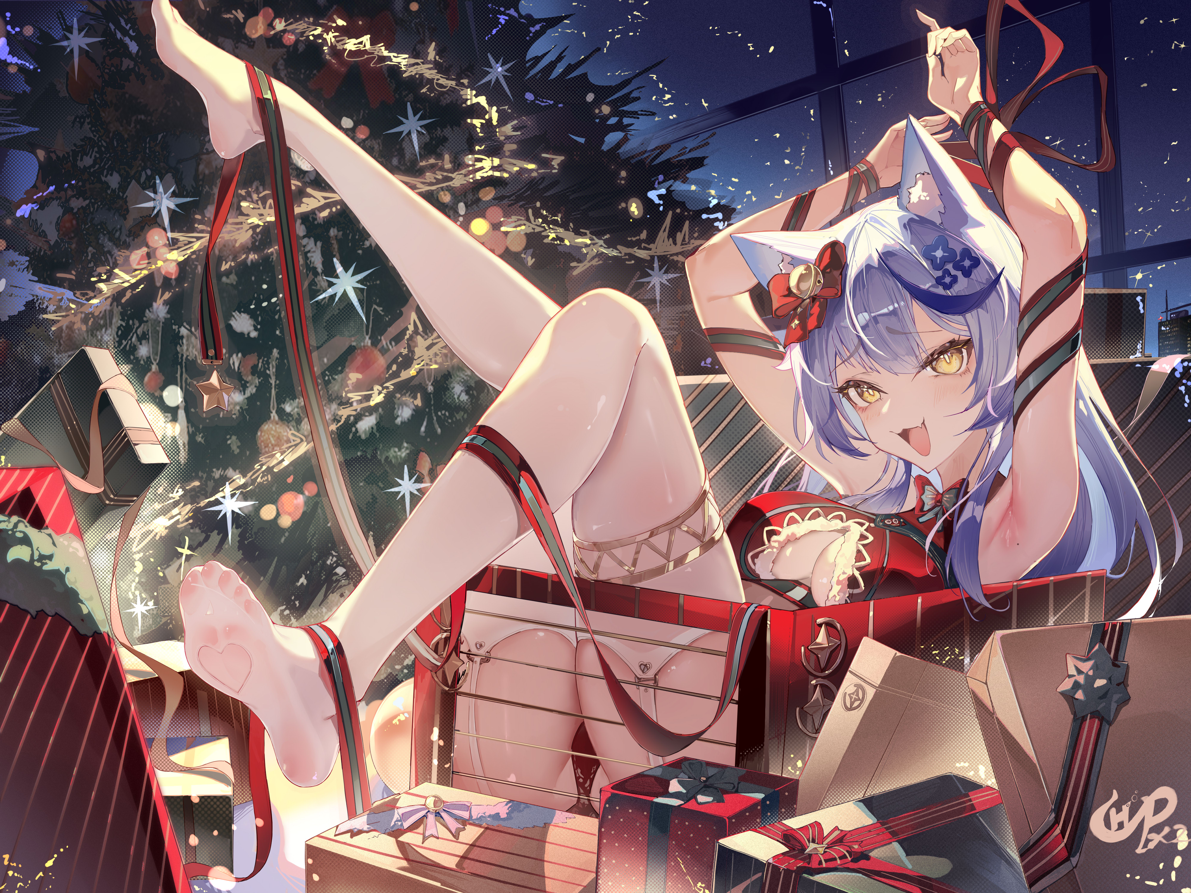 animal_ears bondage christmas feet garter pantsu stockings tagme thighhighs