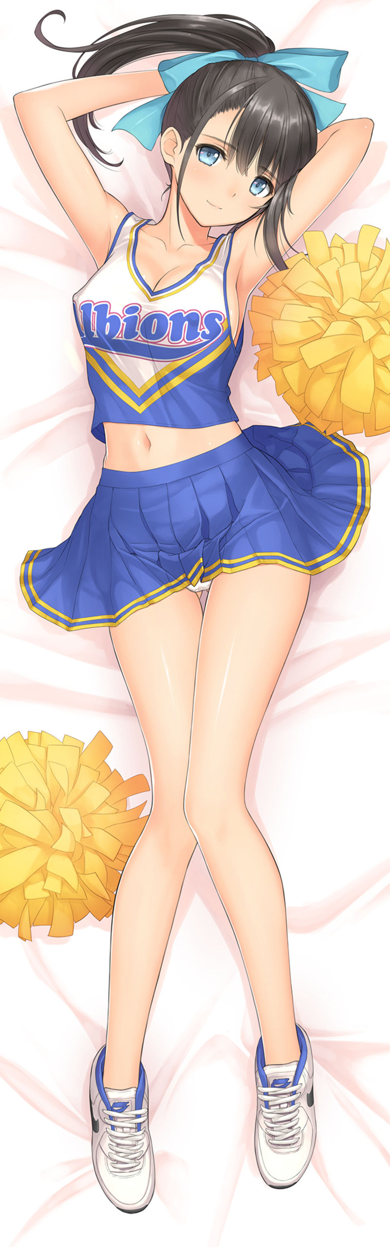 cheerleader cleavage dakimakura erect_nipples no_bra pantsu skirt_lift t2_art_works tony_taka