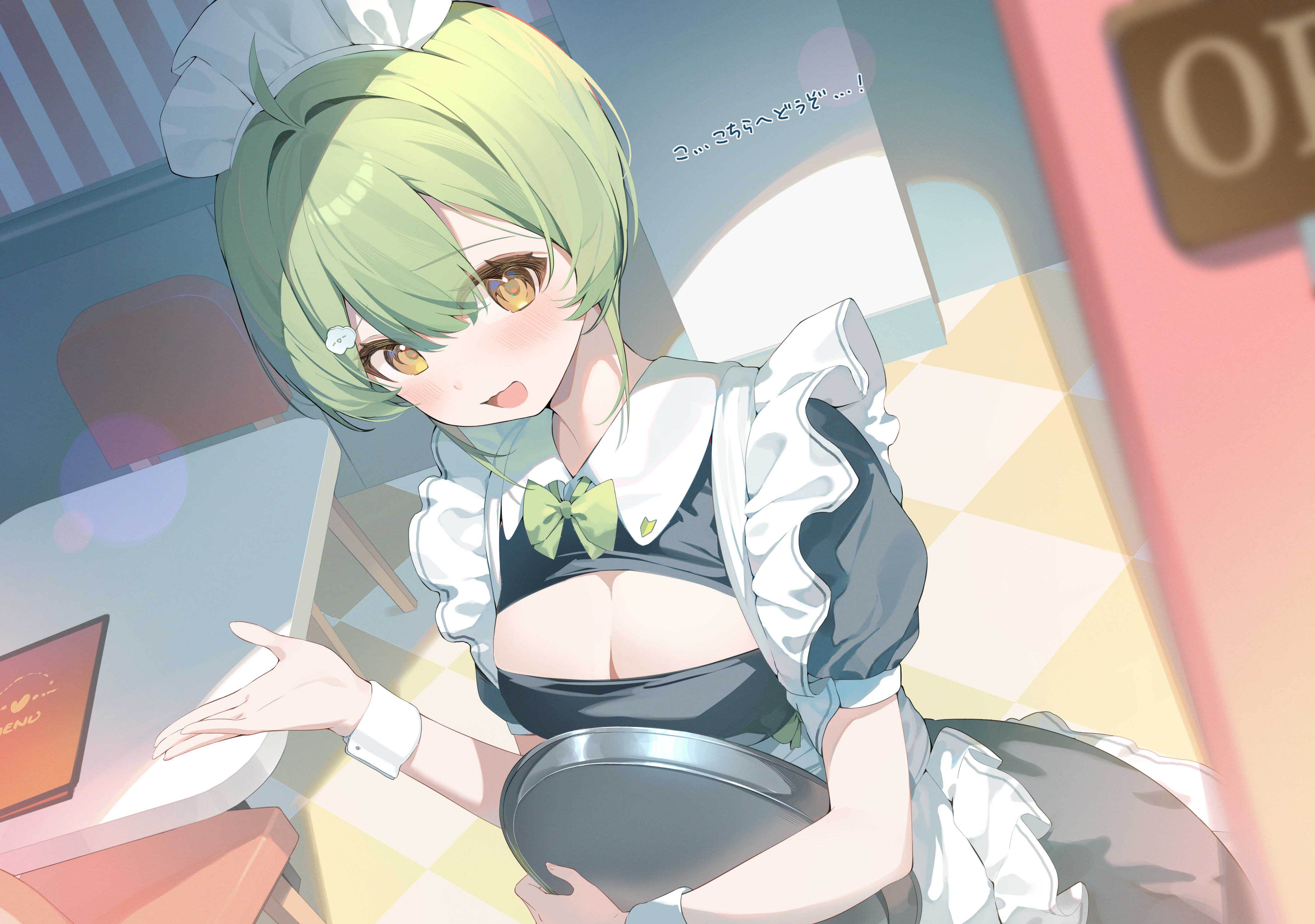 hana_mori maid no_bra waitress