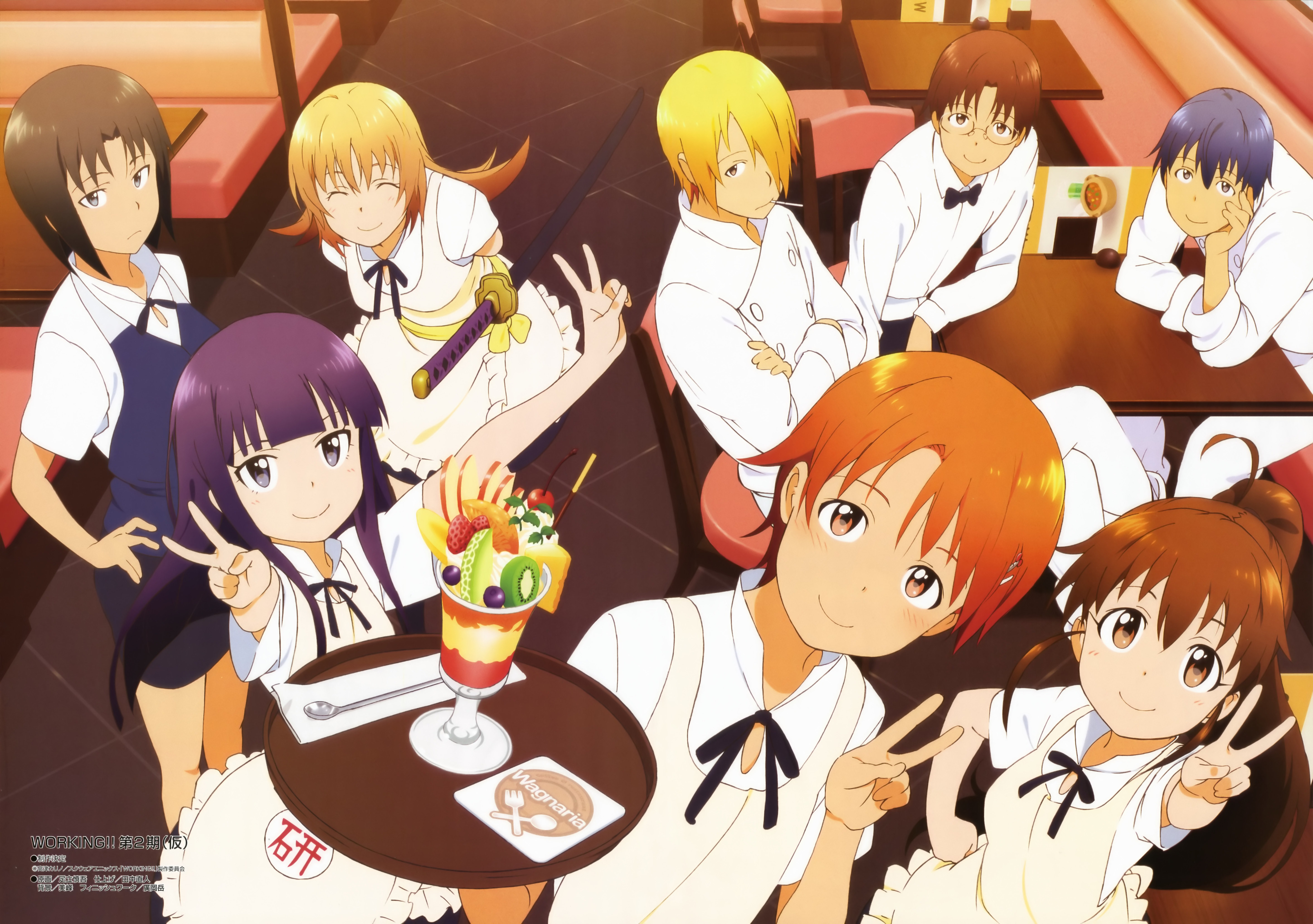 adachi_shingo inami_mahiru satou_jun shirafuji_kyouko souma_hiroomi takanashi_souta taneshima_poplar todoroki_yachiyo waitress working!! yamada_aoi