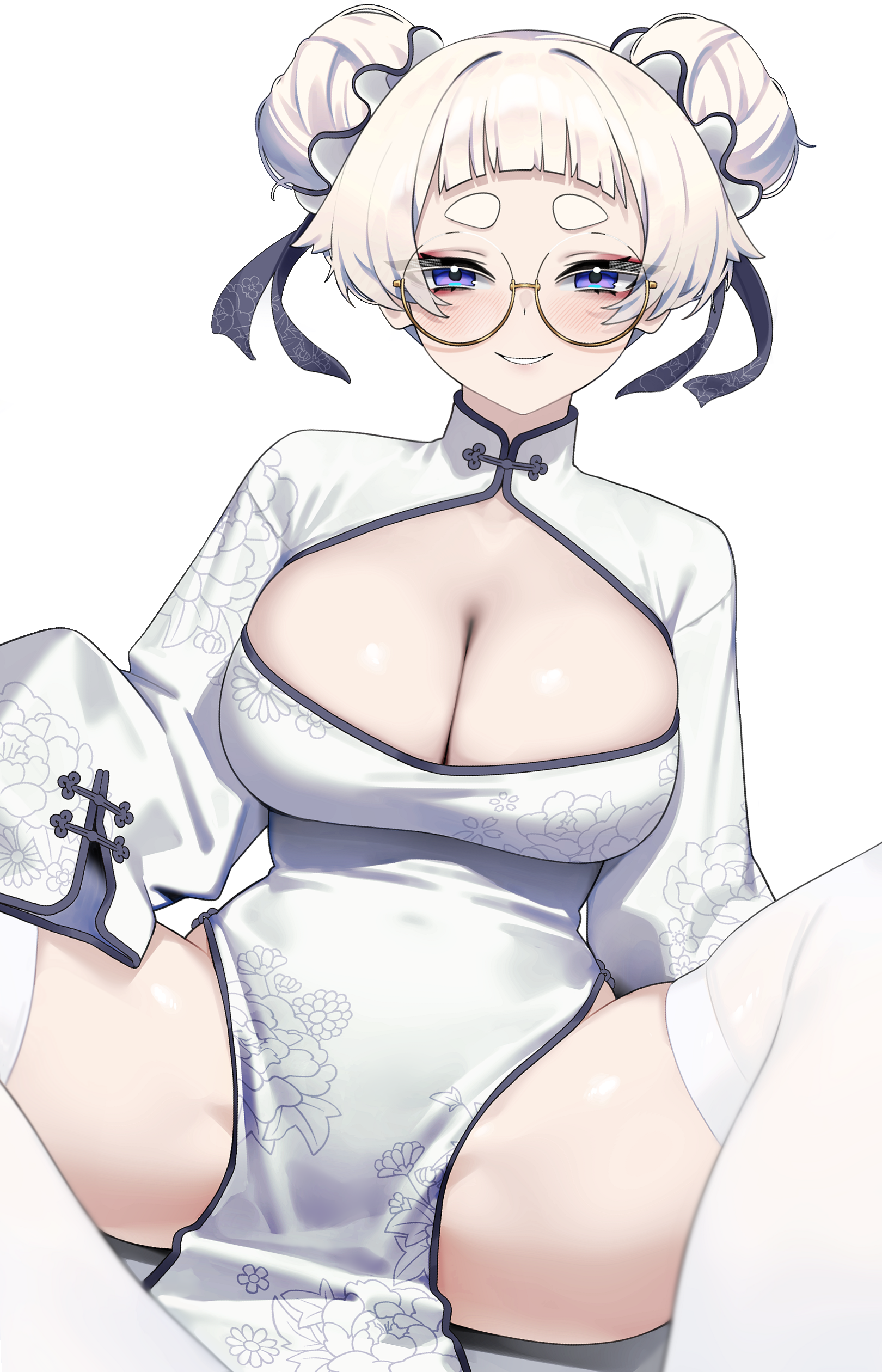 chinadress megane thighhighs wakamepiza