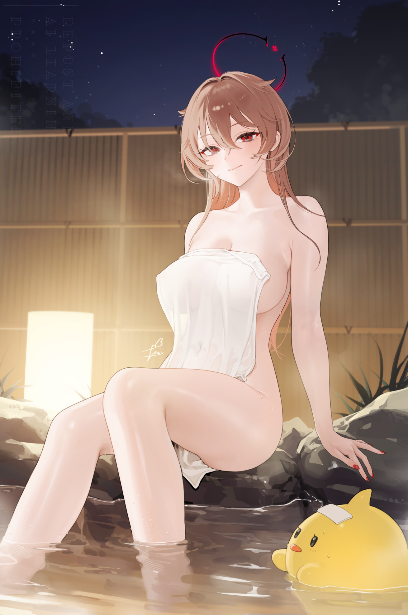 azur_lane duca_degli_abruzzi_(azur_lane) halo manjuu_(azur_lane) naked ohisashiburi onsen see_through towel wet