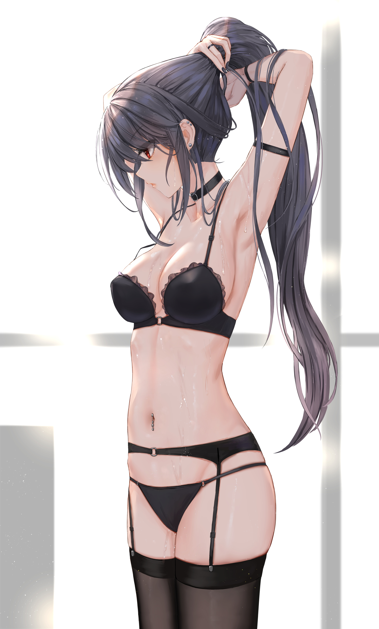 bra garter_belt pantsu stockings thighhighs wet yuzuriha