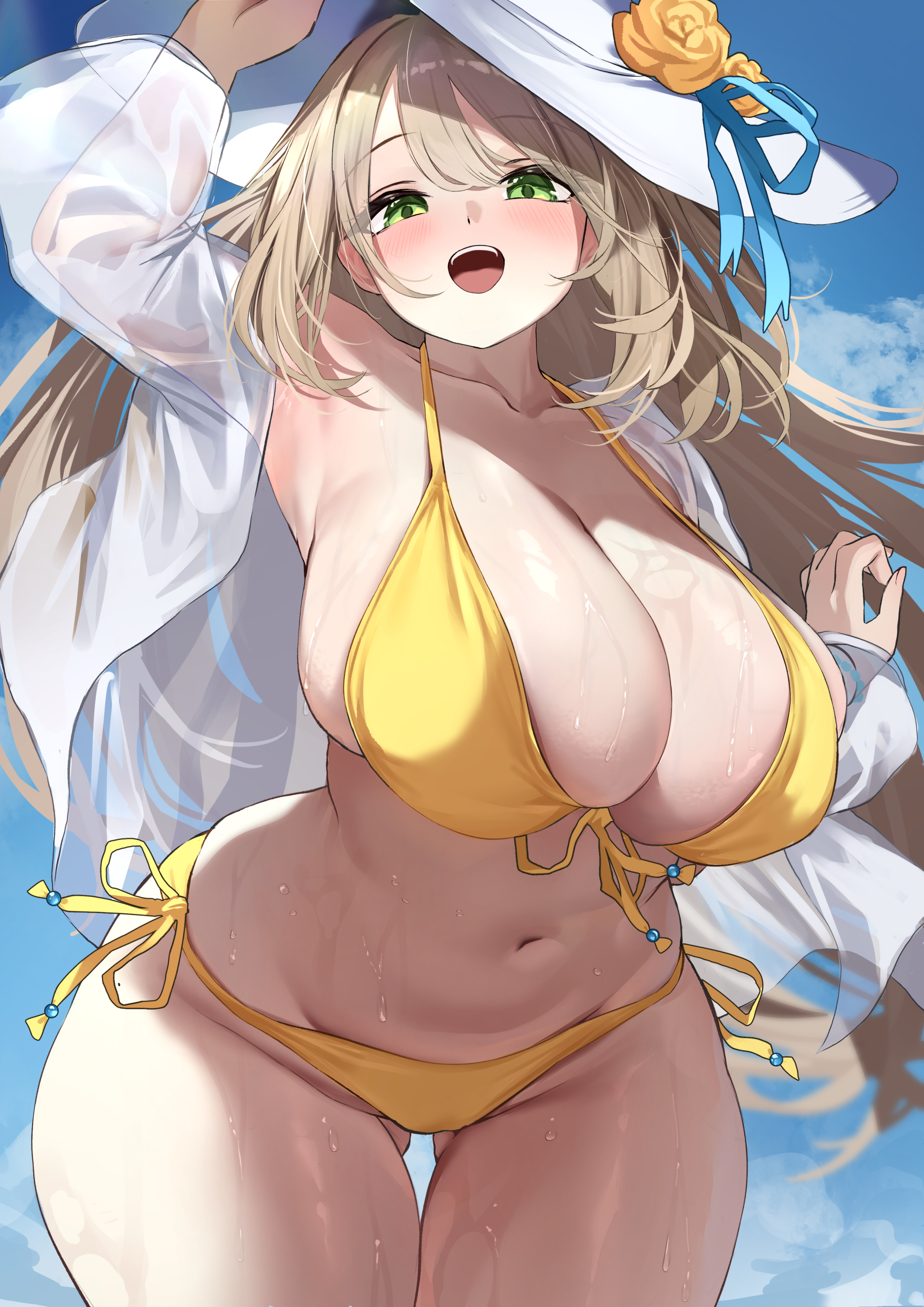bikini blue_archive izayoi_nonomi open_shirt see_through swimsuits tol10131 wet