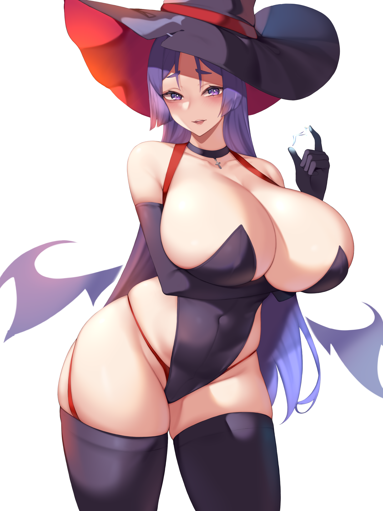 fate/grand_order kuavera leotard minamoto_no_raikou_(fate) pantsu stockings thighhighs wings witch