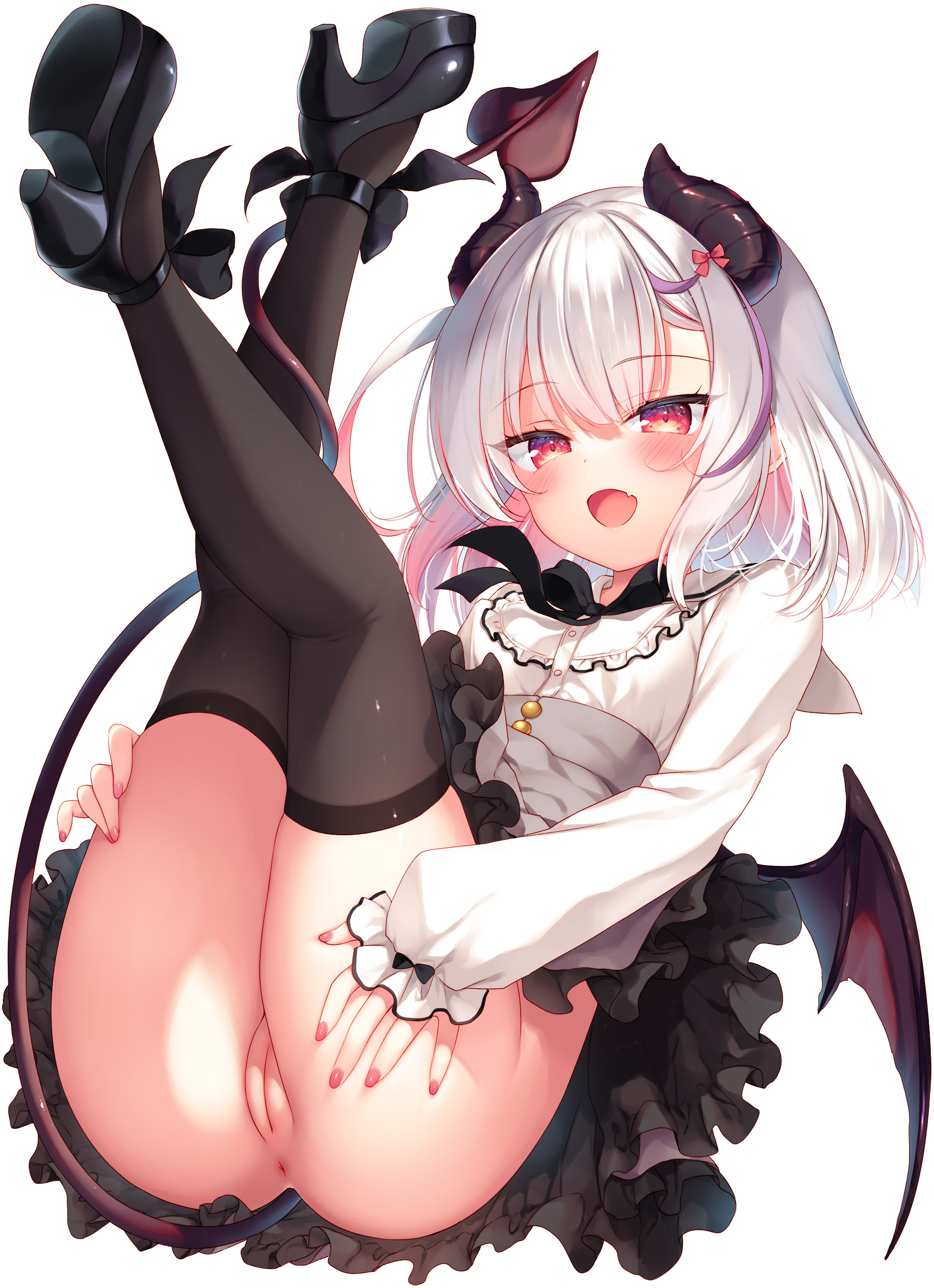 23.4° anus devil heels horns ichiri nopan pussy skirt_lift tail thighhighs uncensored wings