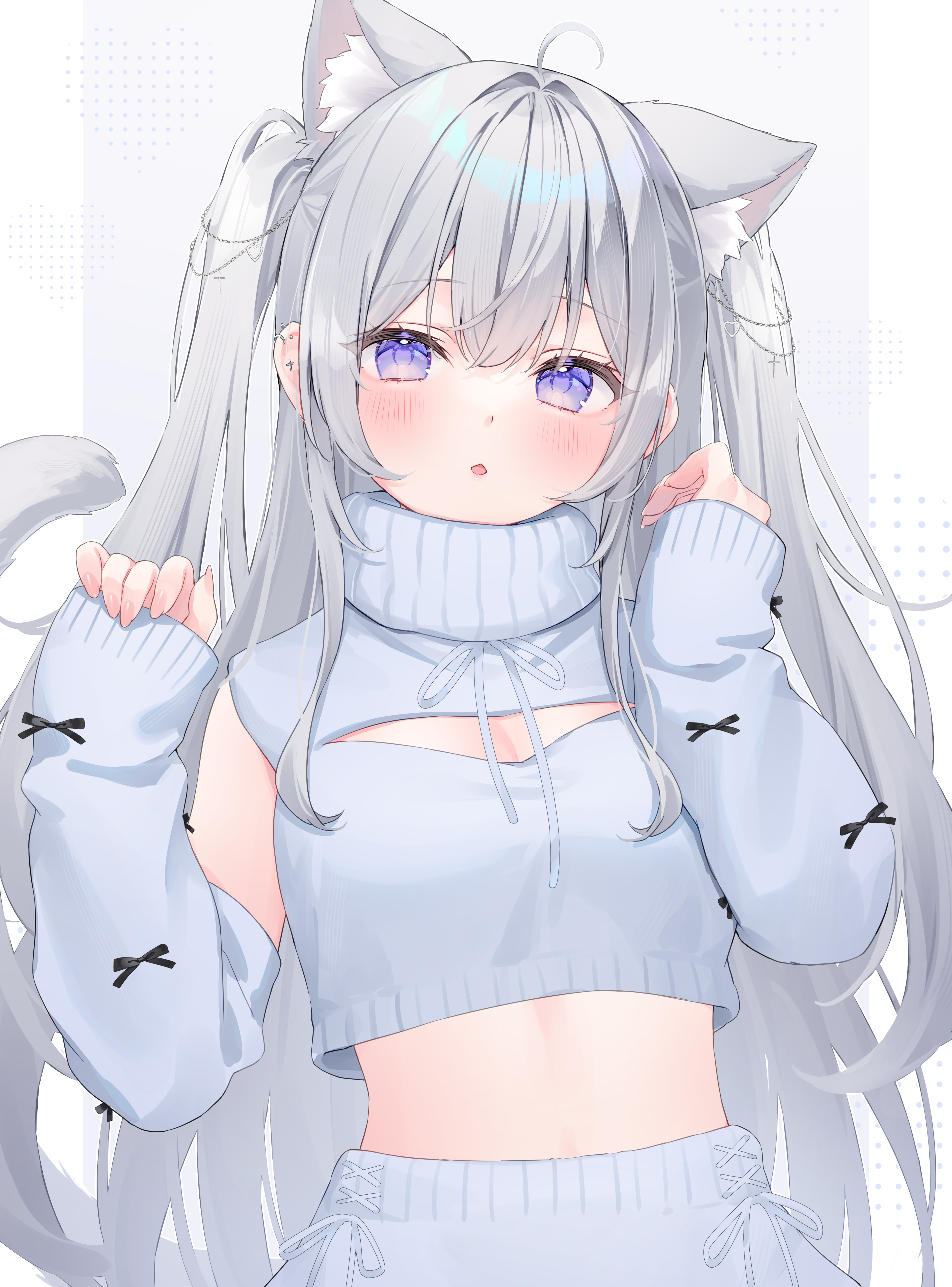 animal_ears nekomimi shano_hiyori sweater tail