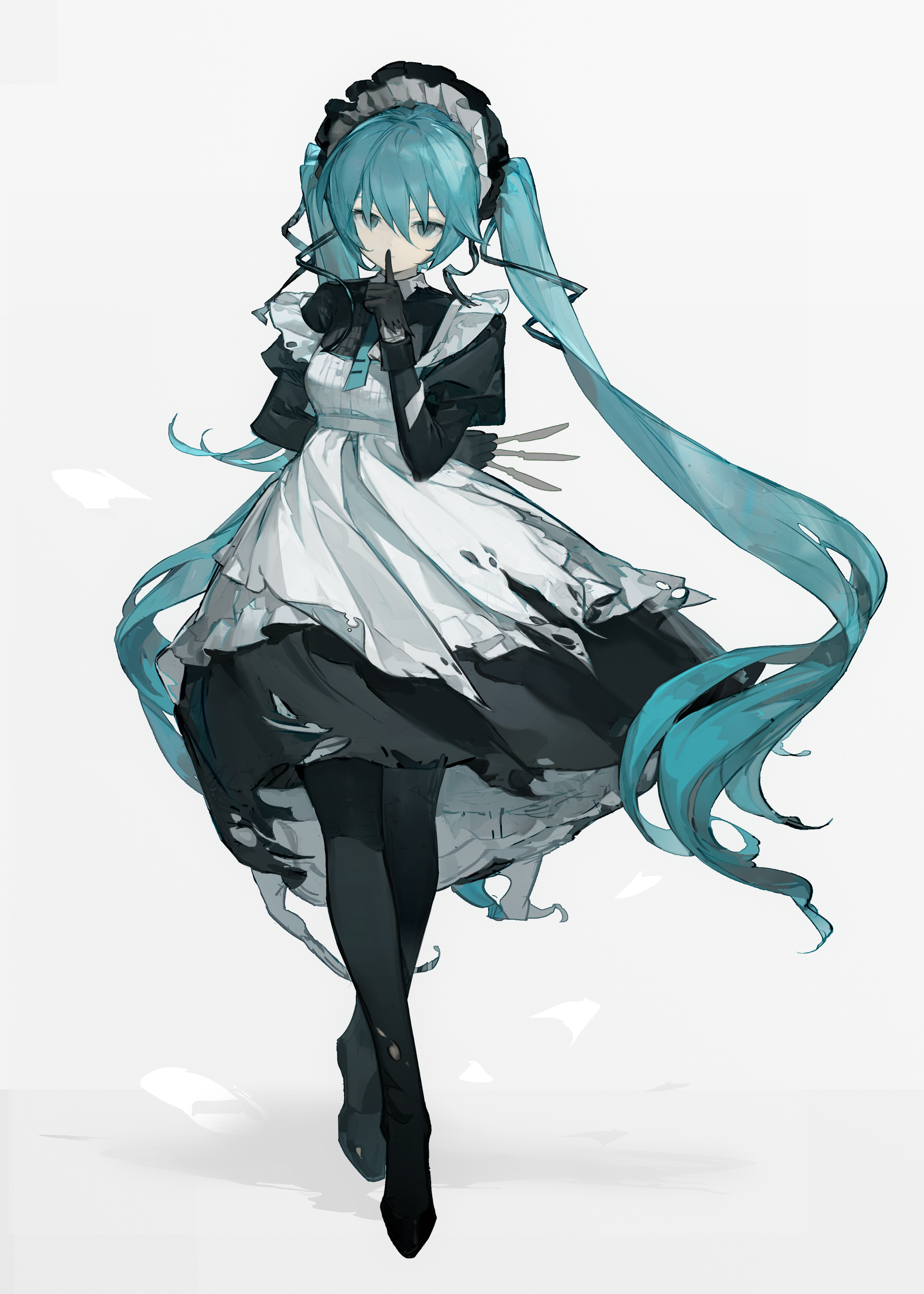 hatsune_miku kikihuihui maid pantyhose torn_clothes vocaloid