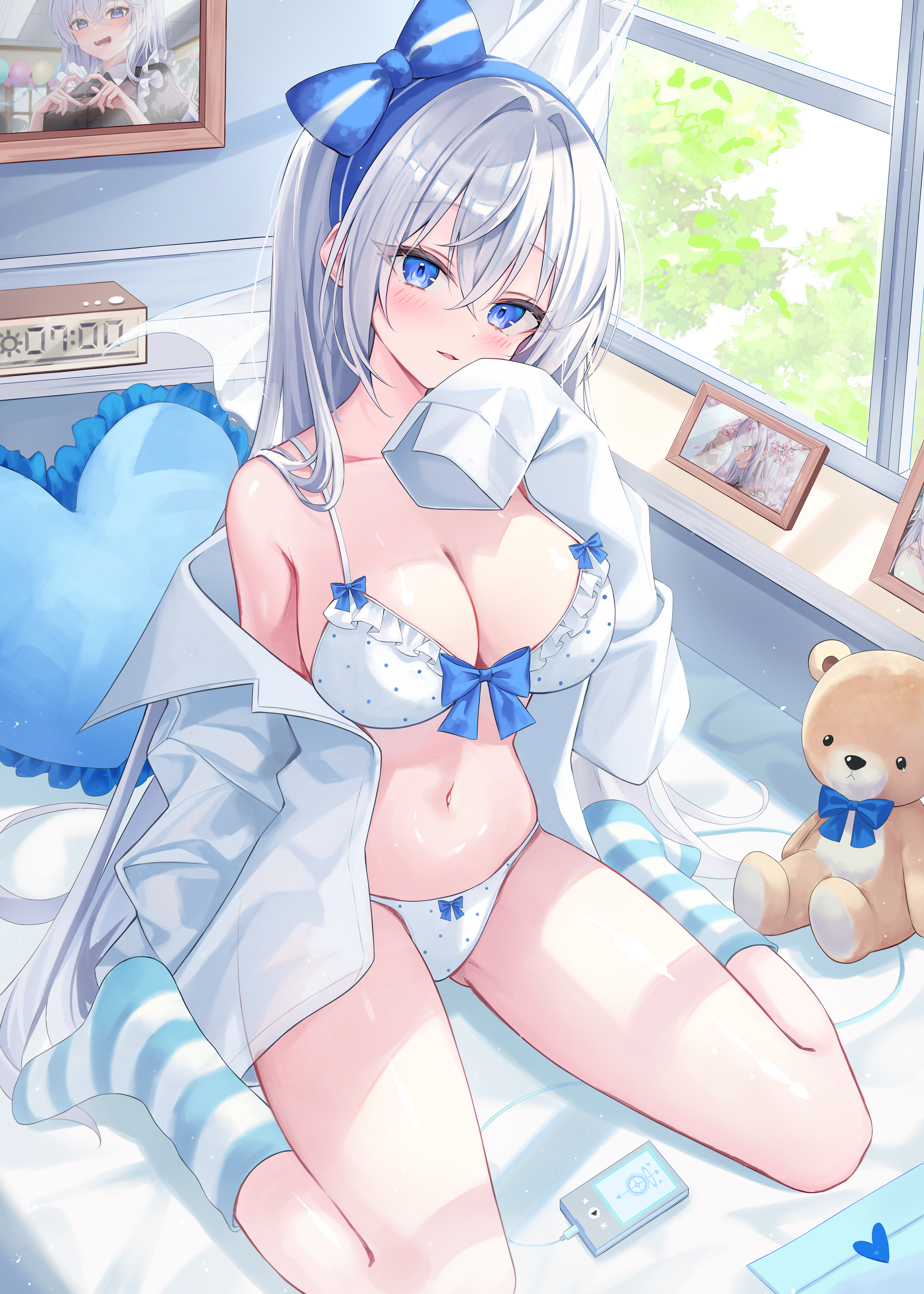 bra dress_shirt open_shirt pantsu rangtori see_through yuksi_(yuksi)