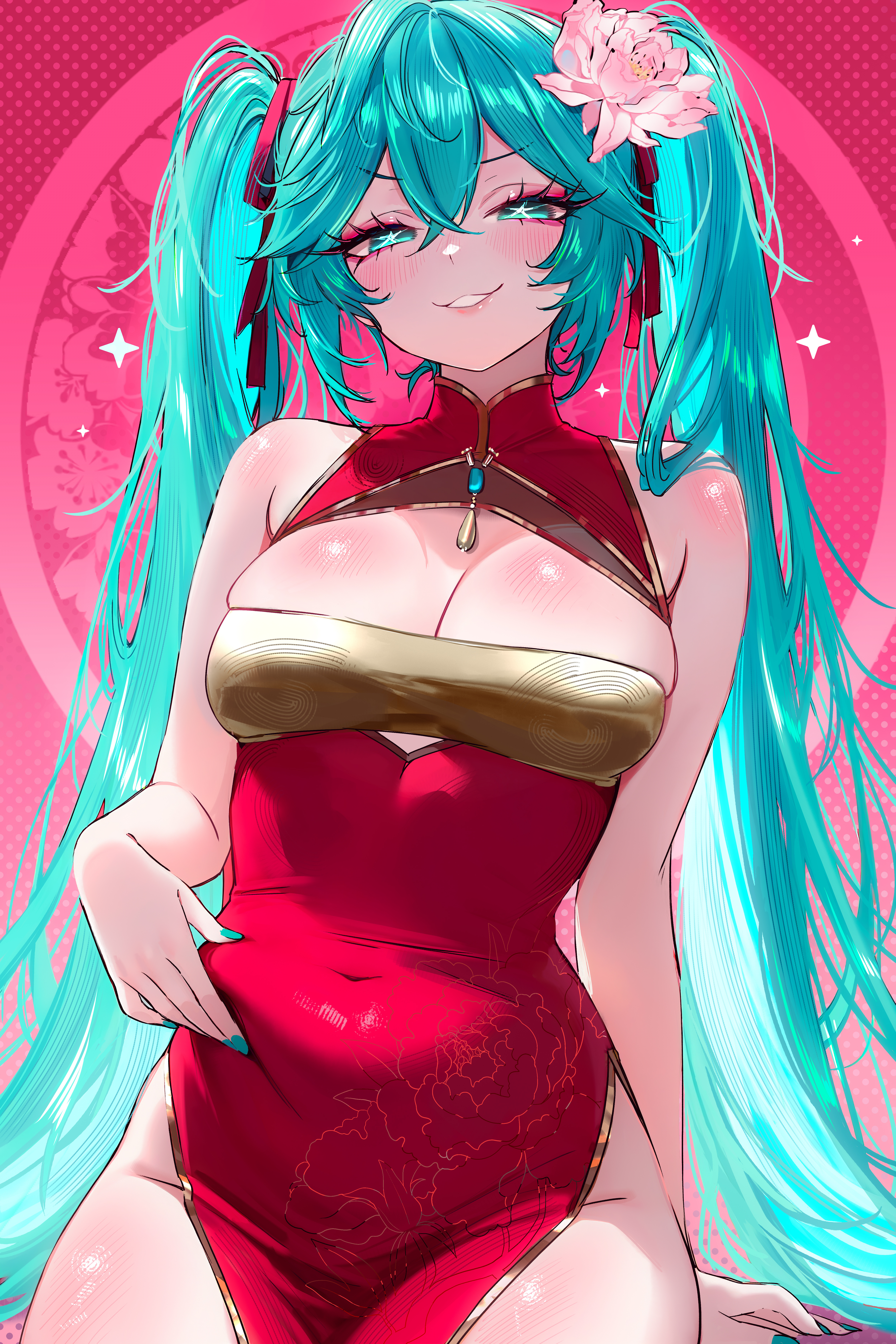 chinadress hatsune_miku nixeu no_bra nopan vocaloid