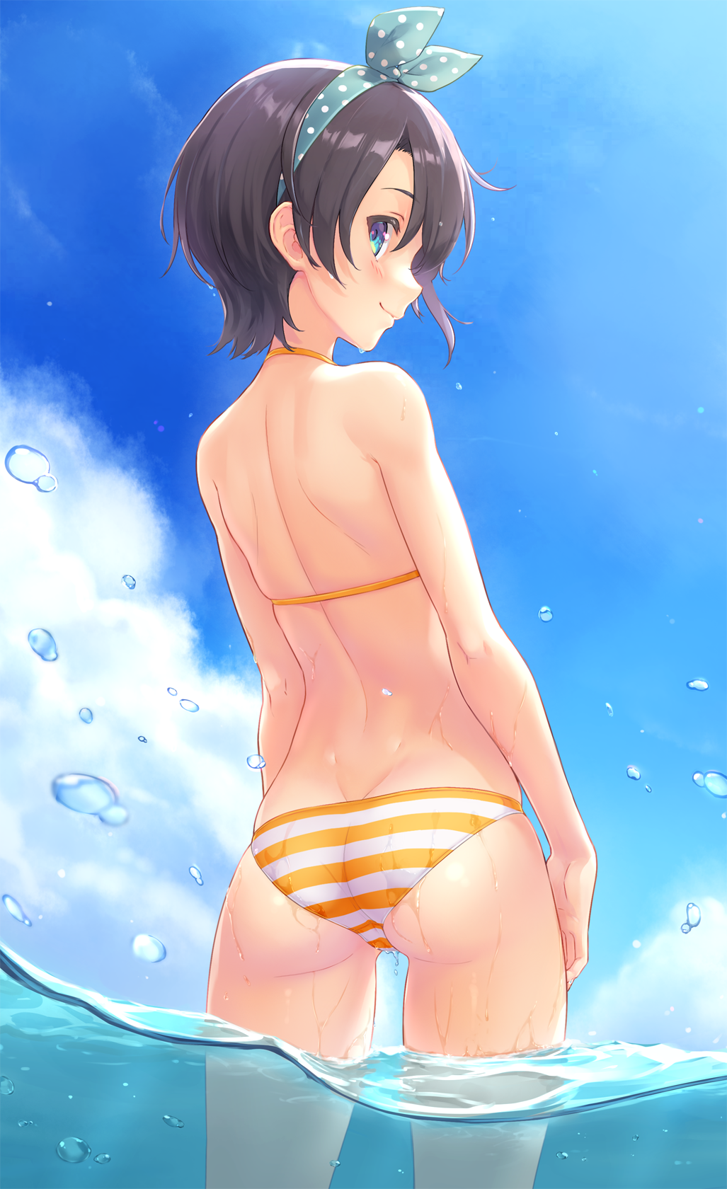 ass bikini dan_(kumadan) hololive oozora_subaru swimsuits wet