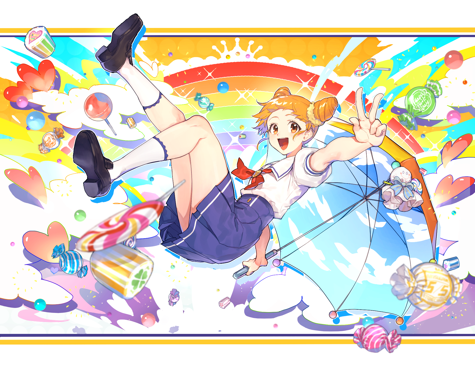 aikatsu! arisugawa_otome hitoto seifuku skirt_lift umbrella