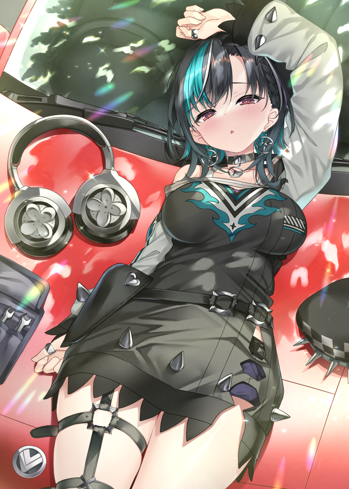 garter headphones hololive hololive_dev_is rindo_chihaya shimo_(shimo332215)