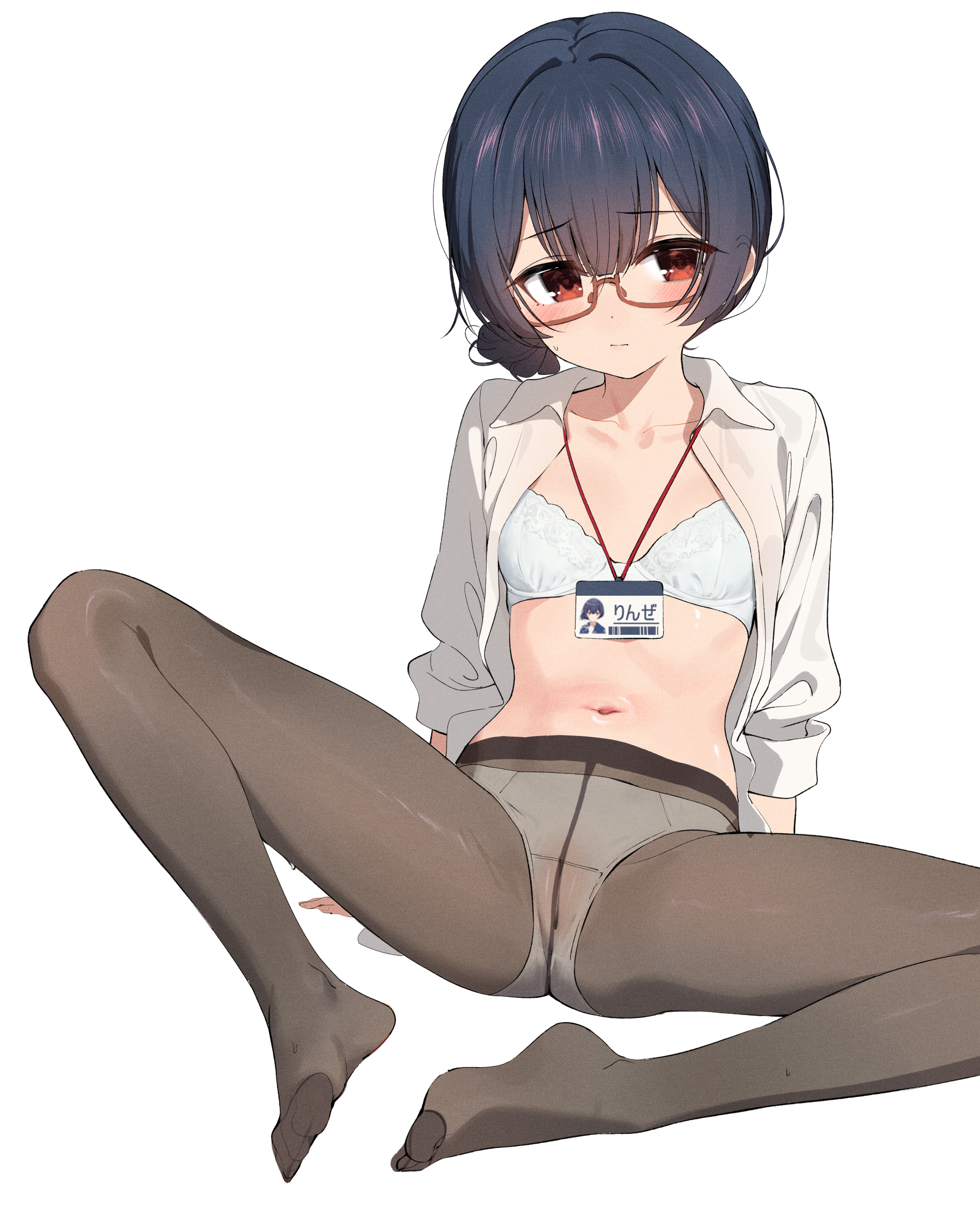 bra cameltoe dress_shirt gin00 megane morino_rinze open_shirt pantsu pantyhose see_through the_idolm@ster the_idolm@ster_shiny_colors