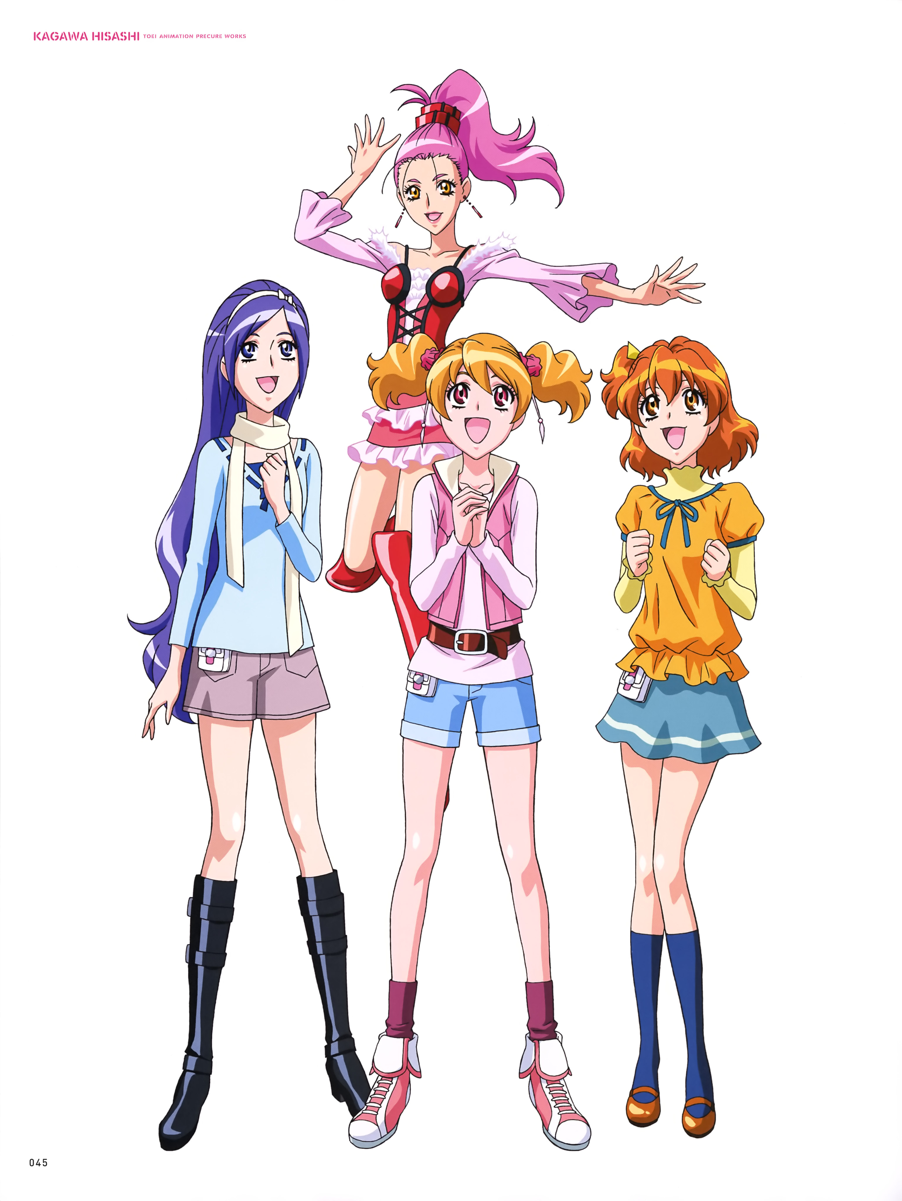 aono_miki chinen_miyuki fresh_precure! heels momozono_love precure yamabuki_inori