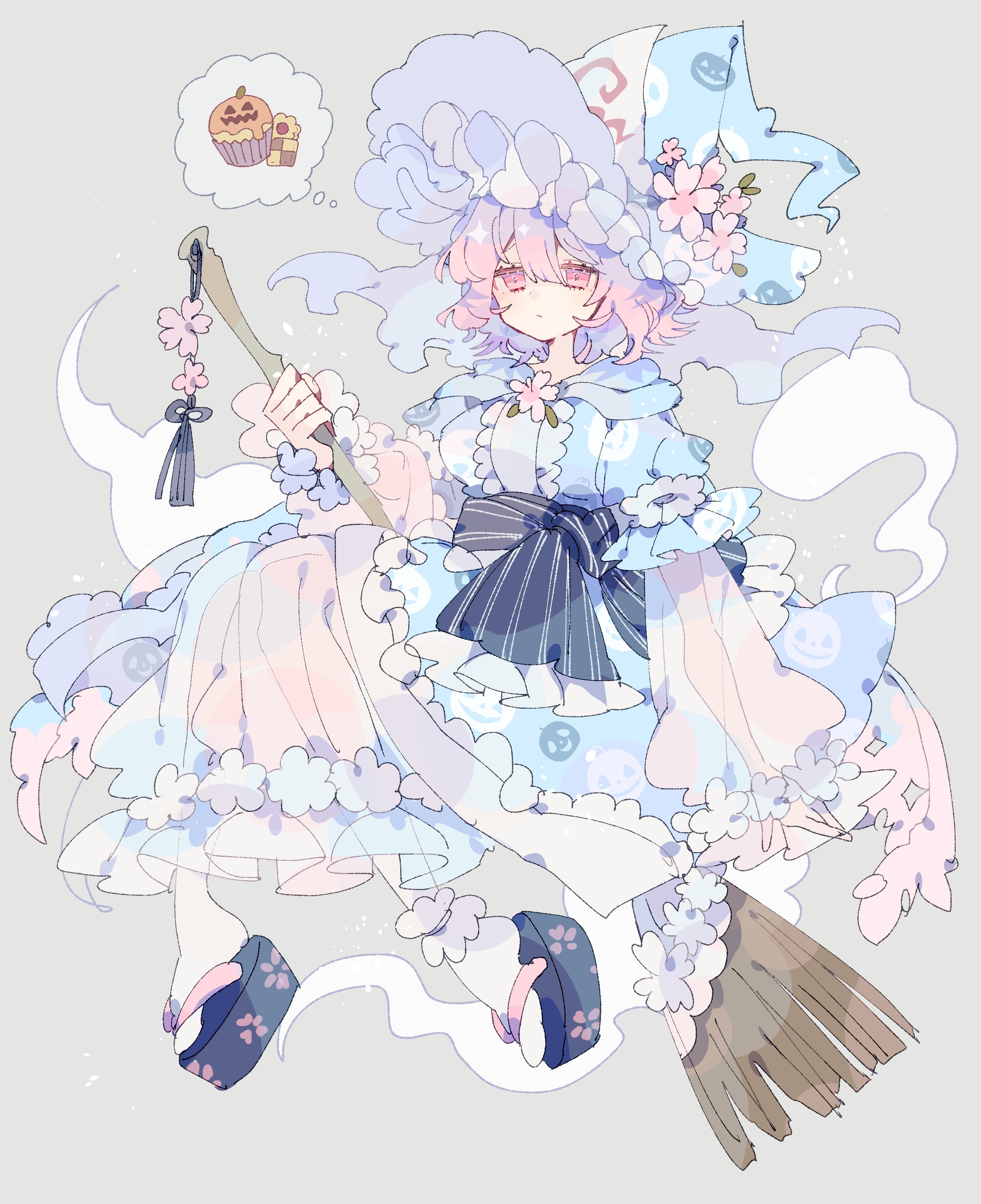 dress halloween nikorashika saigyouji_yuyuko see_through touhou witch