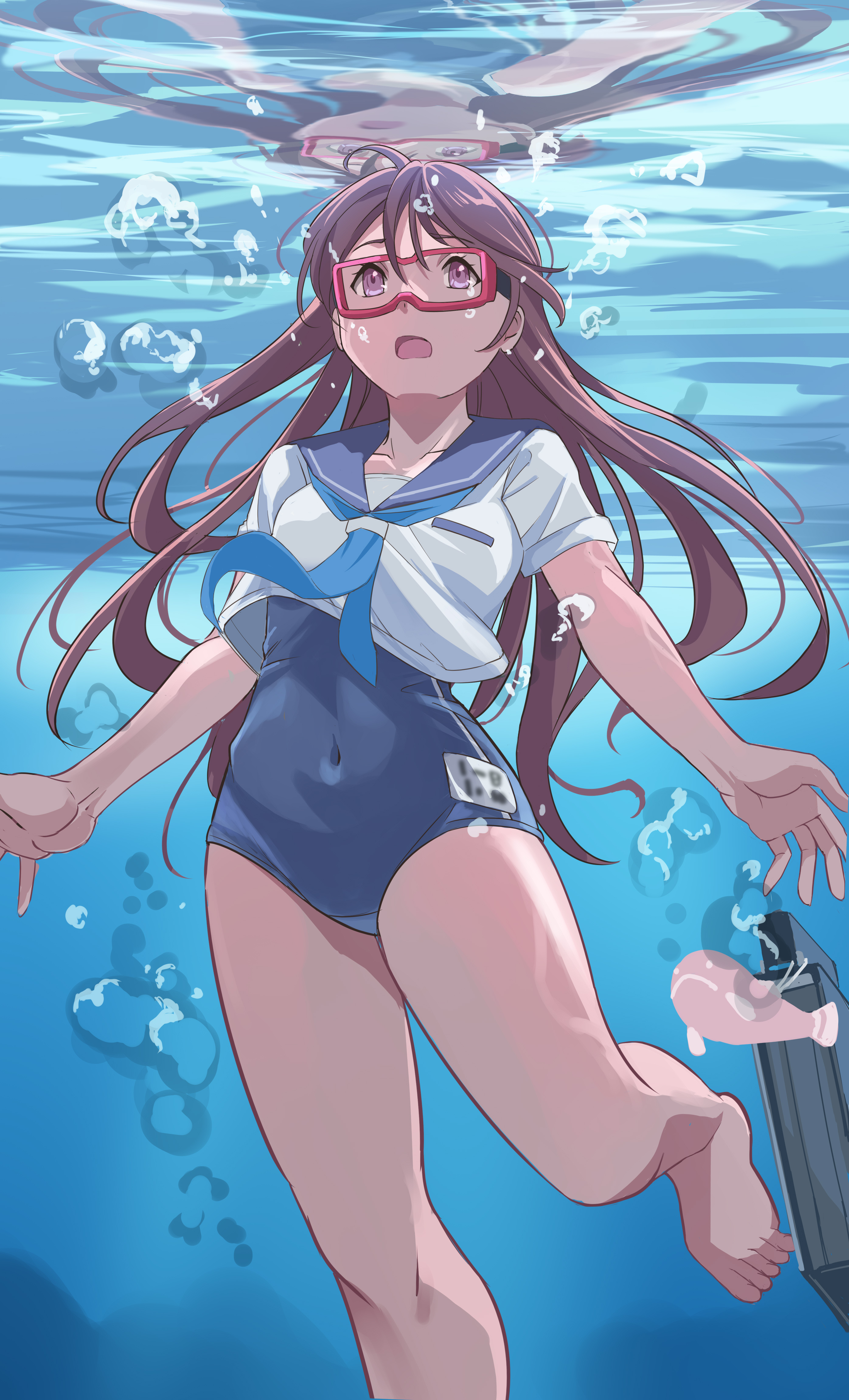 school_swimsuit seifuku swimsuits unkochan93 wet