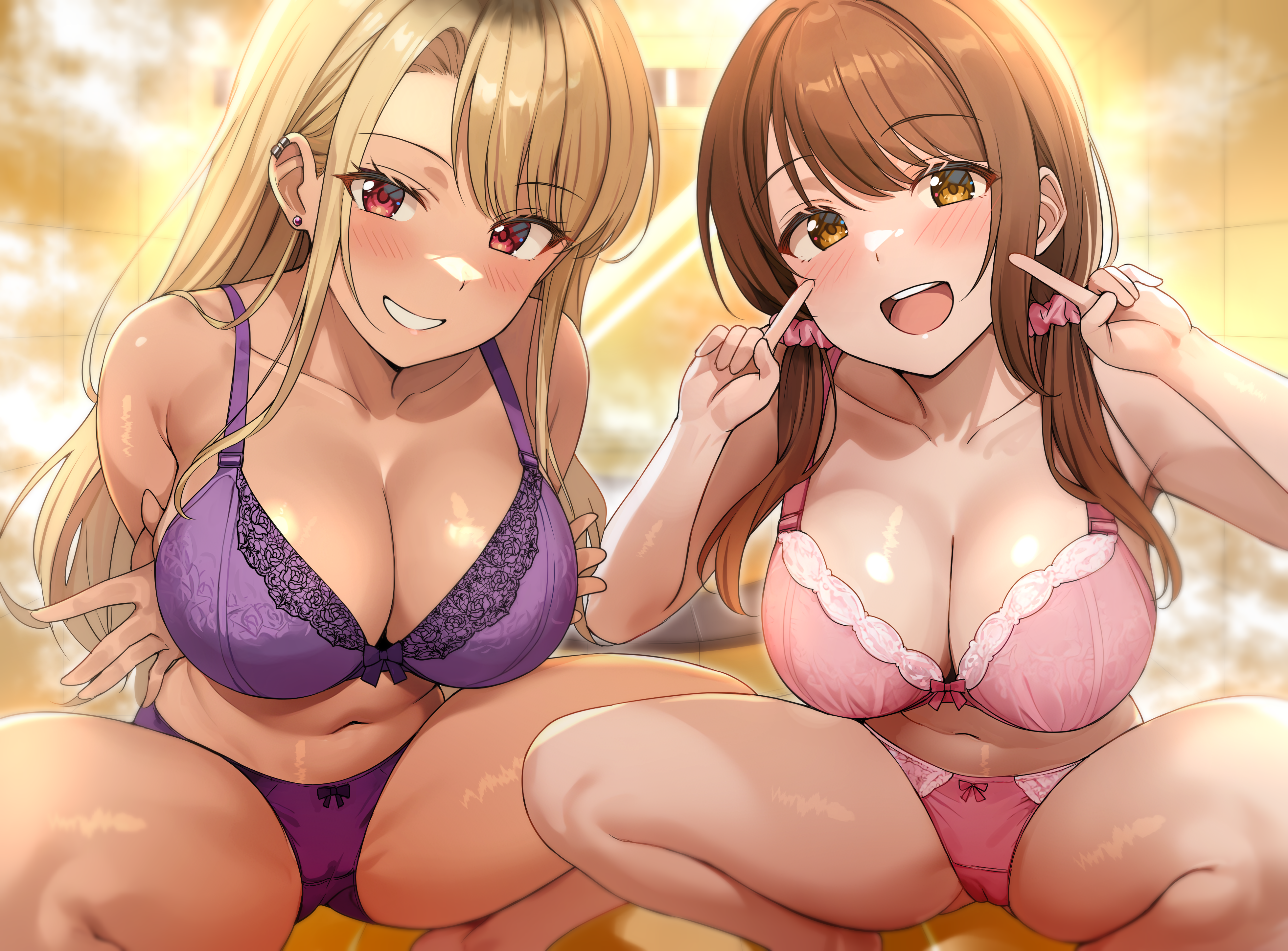 bra breast_hold cameltoe pantsu shiitake_taishi