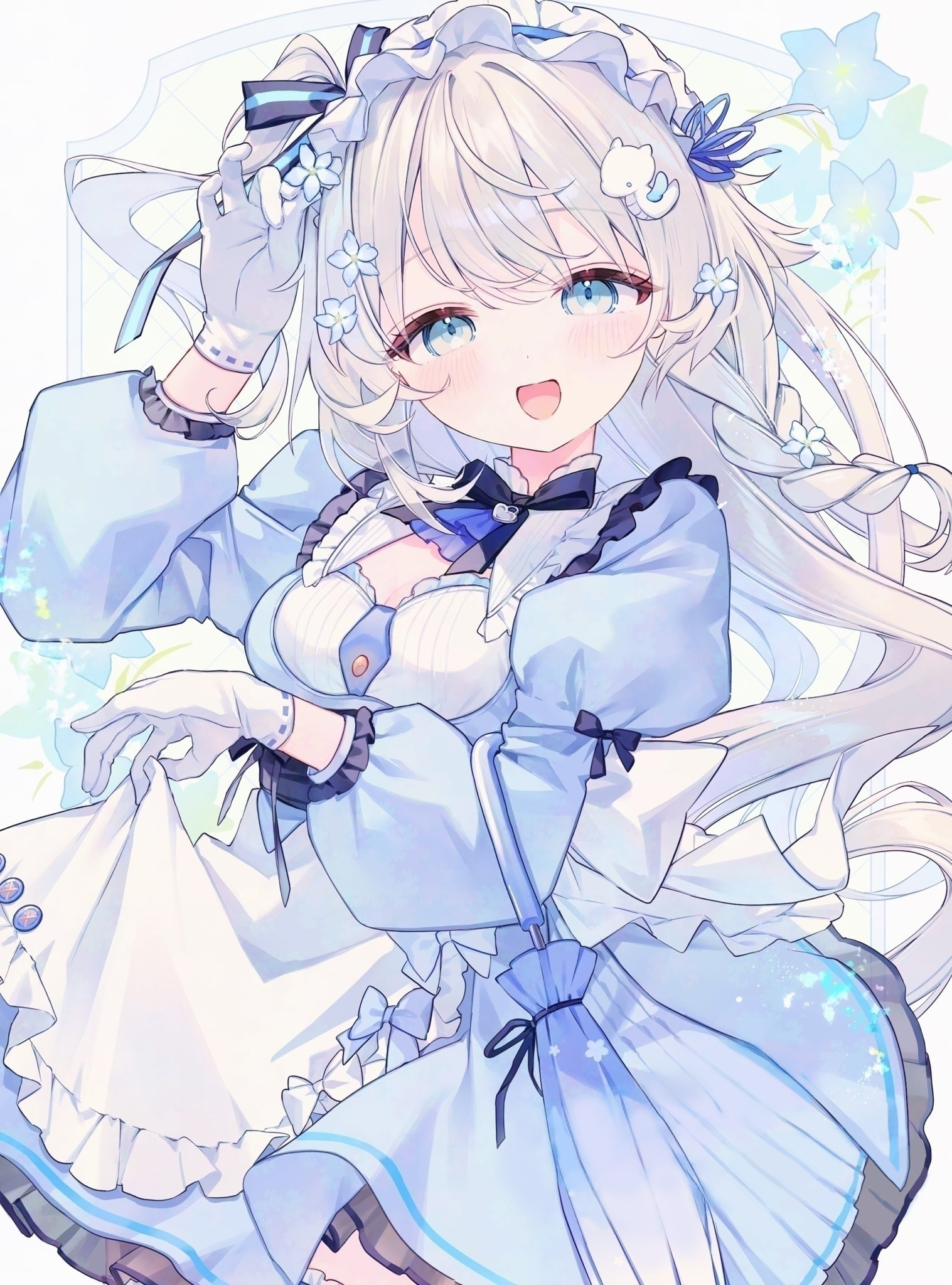 cleavage detexted dress komomo_(2899) lolita_fashion skirt_lift umbrella