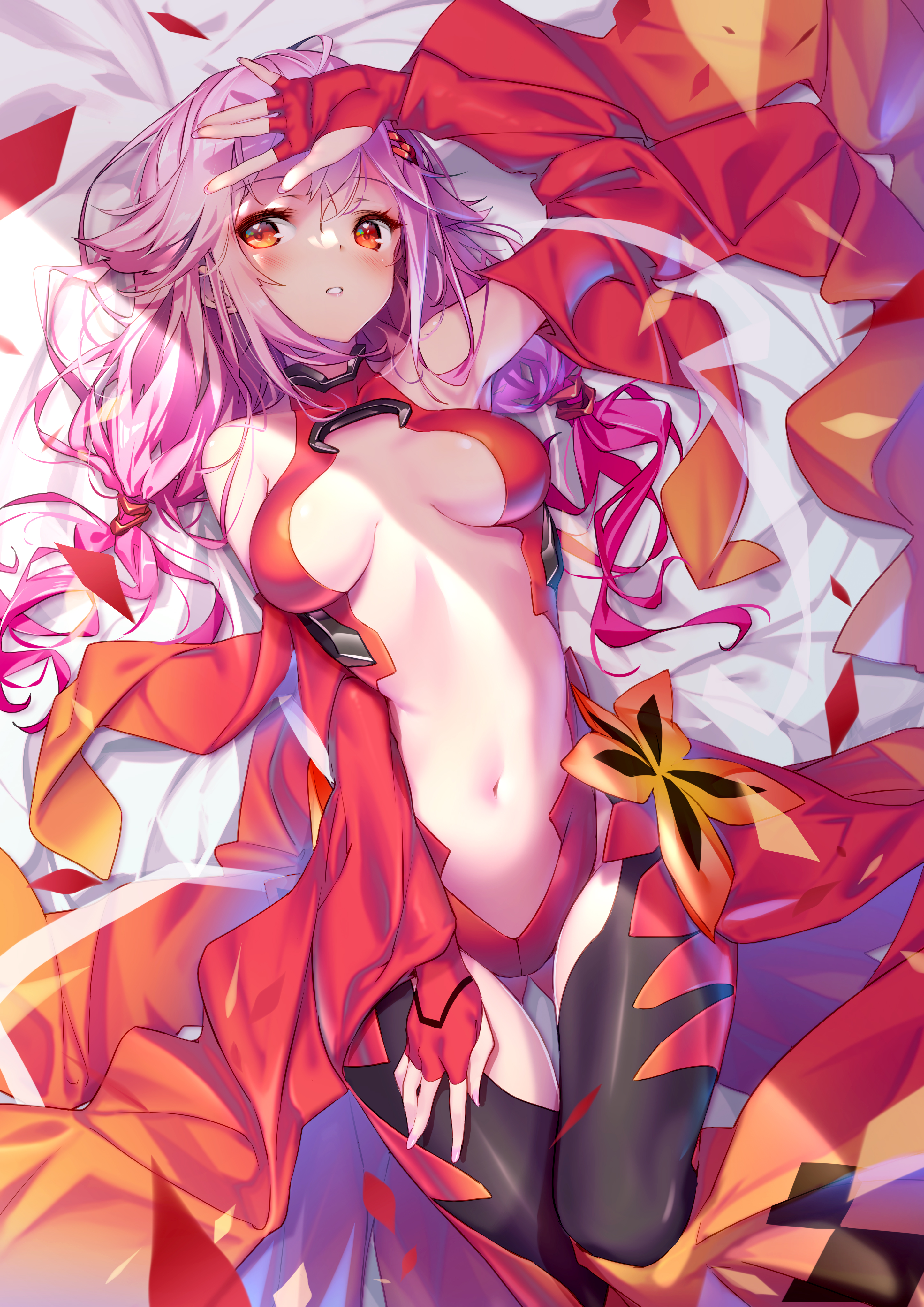 guilty_crown hong_(white_spider) leotard no_bra thighhighs yuzuriha_inori