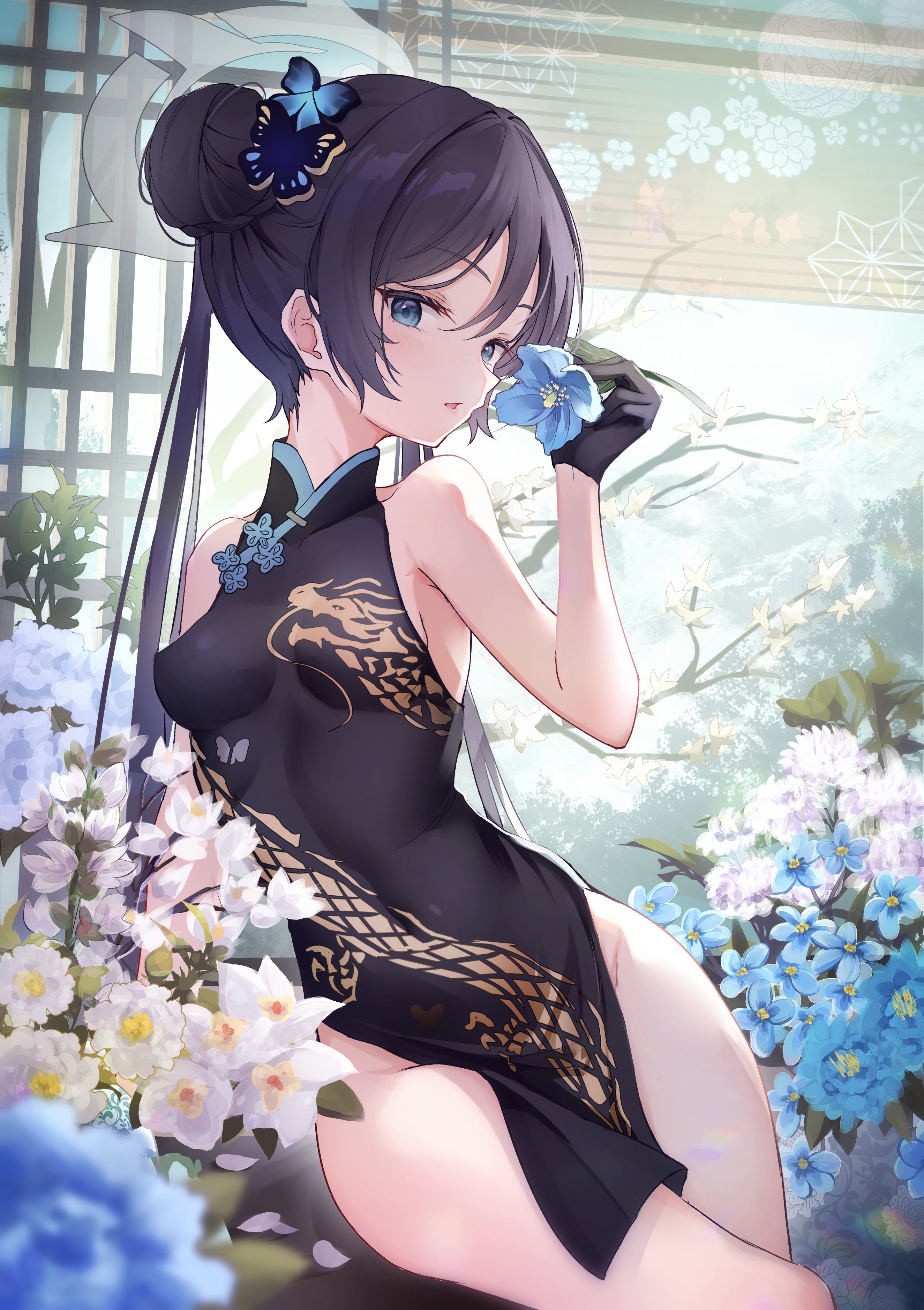 artist_revision blue_archive chinadress halo loli no_bra nopan ryuuge_kisaki yukisaki_mizuchi