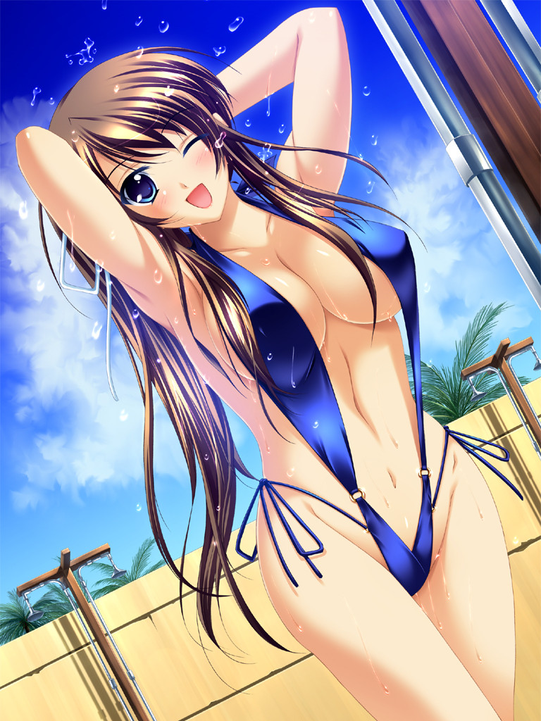 asanuma_katsuaki cleavage erect_nipples sling_bikini swimsuits